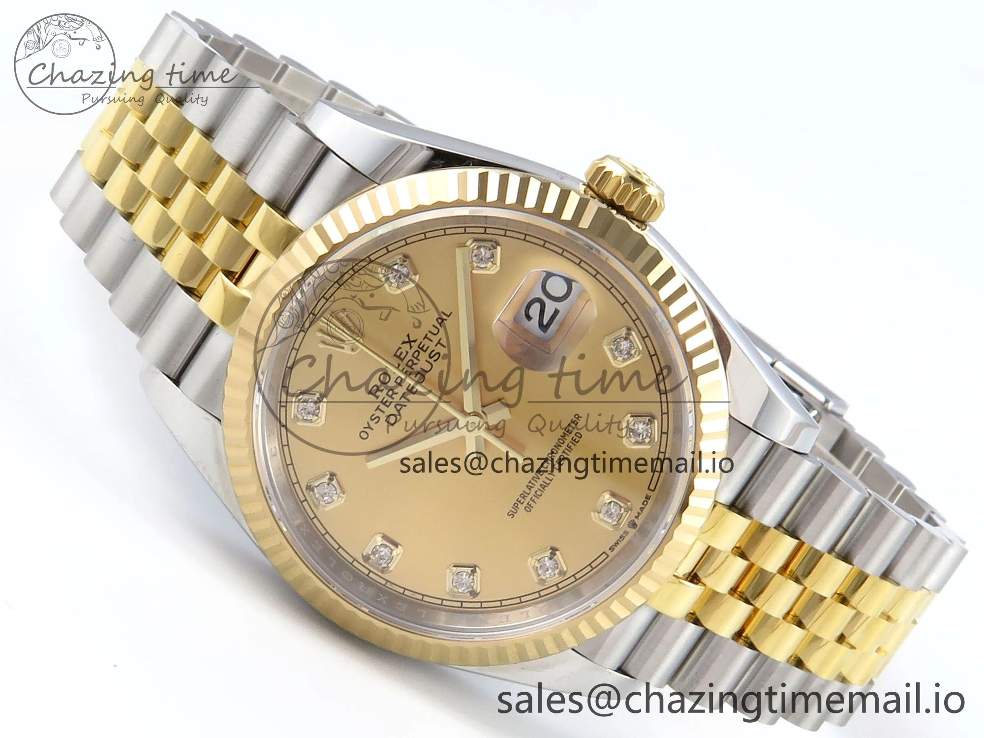 DateJust 36 126233 EWEF Best Edition YG Diamonds Dial on SS YG Jubilee Bracelet A3235