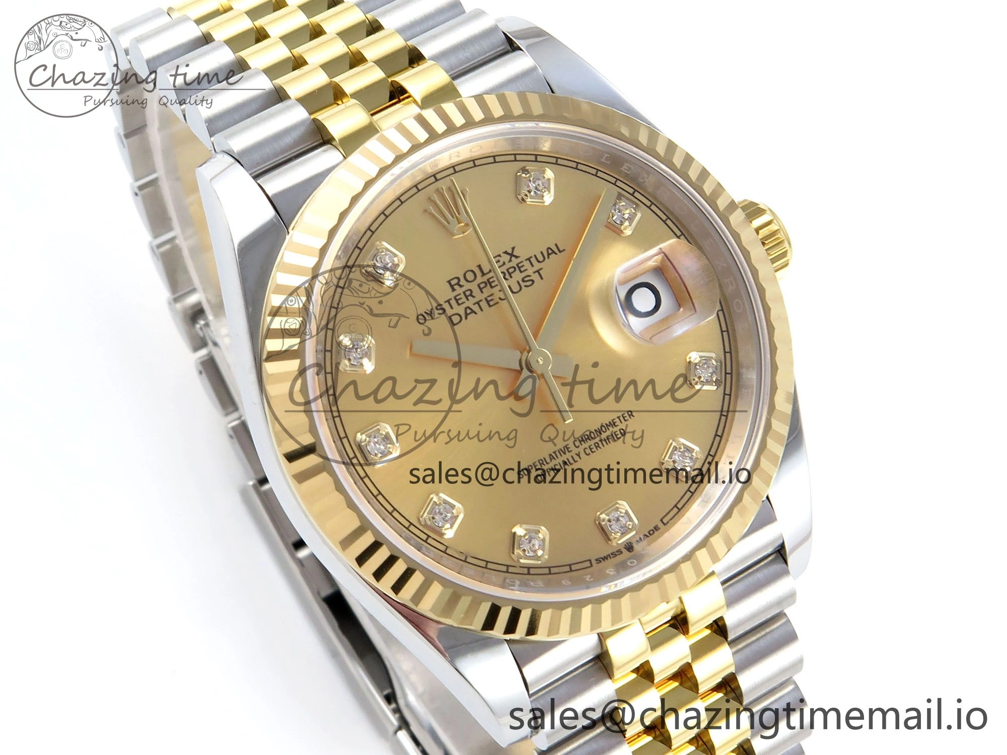 DateJust 36 126233 EWEF Best Edition YG Diamonds Dial on SS YG Jubilee Bracelet A3235