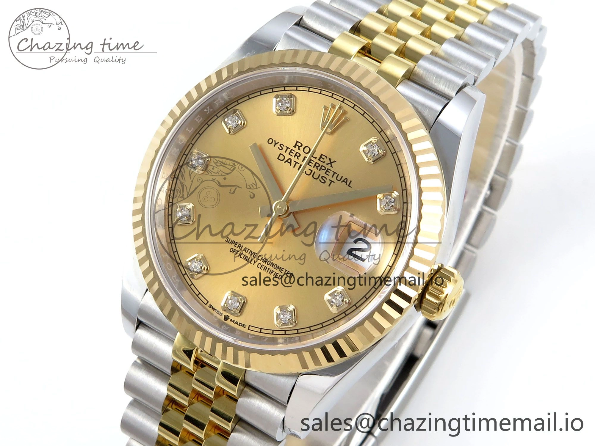 DateJust 36 126233 EWEF Best Edition YG Diamonds Dial on SS YG Jubilee Bracelet A3235