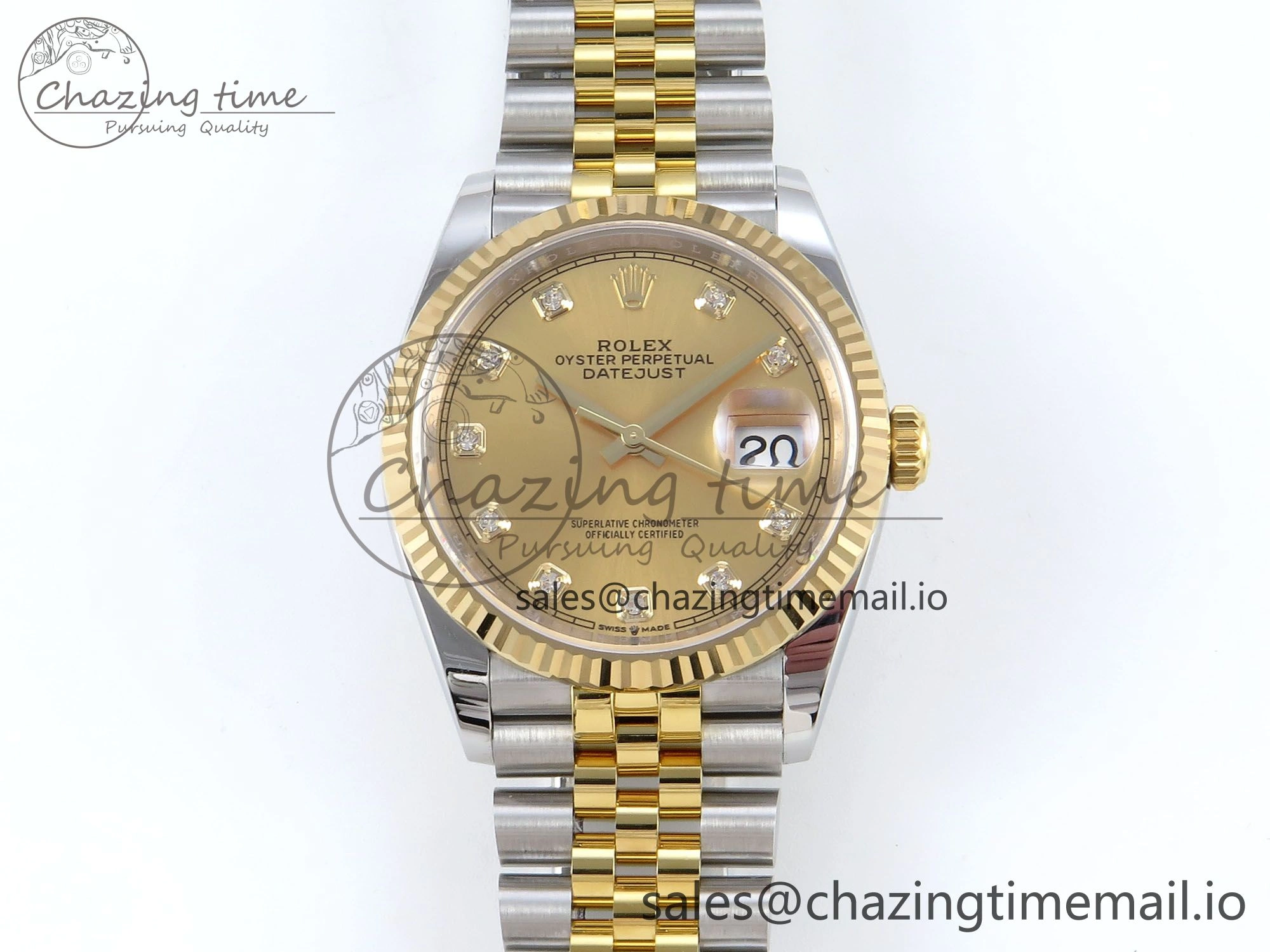 DateJust 36 126233 EWEF Best Edition YG Diamonds Dial on SS YG Jubilee Bracelet A3235