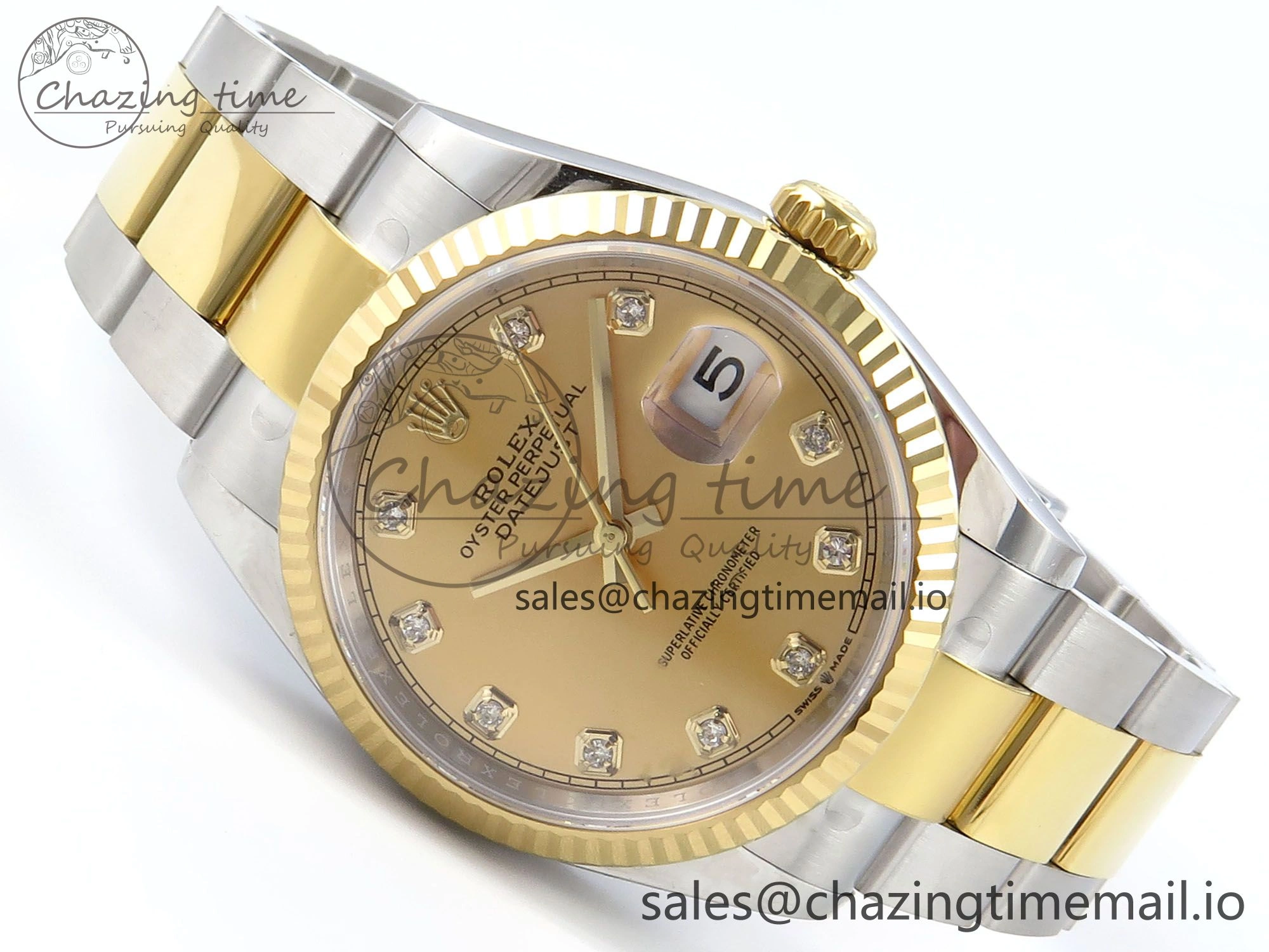DateJust 36 126233 EWEF Best Edition YG Diamonds Dial on SS YG Oyster Bracelet A3235