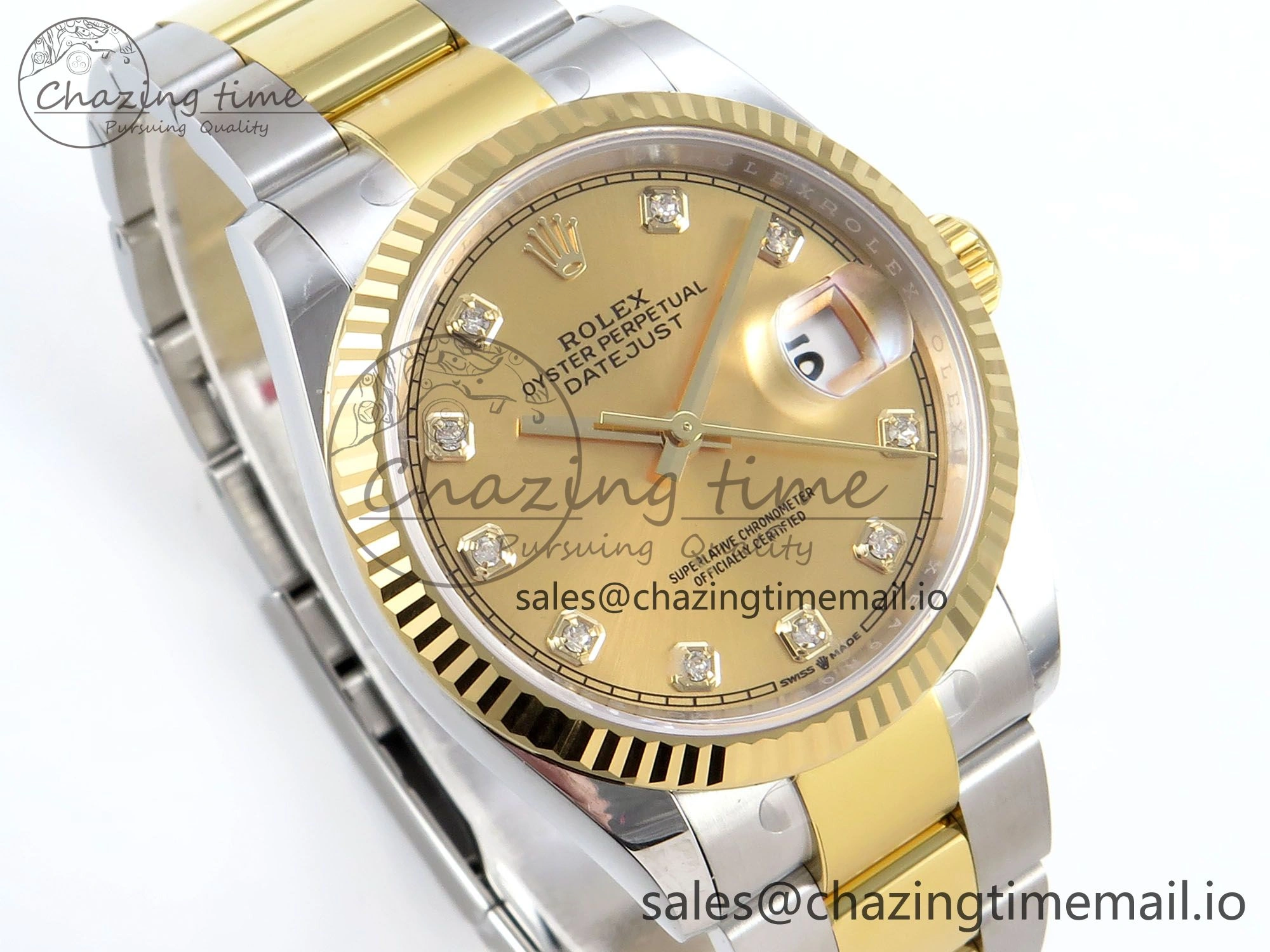 DateJust 36 126233 EWEF Best Edition YG Diamonds Dial on SS YG Oyster Bracelet A3235