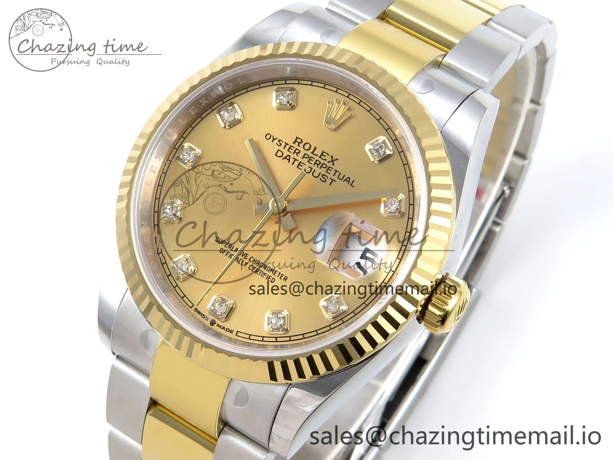 DateJust 36 126233 EWEF Best Edition YG Diamonds Dial on SS YG Oyster Bracelet A3235