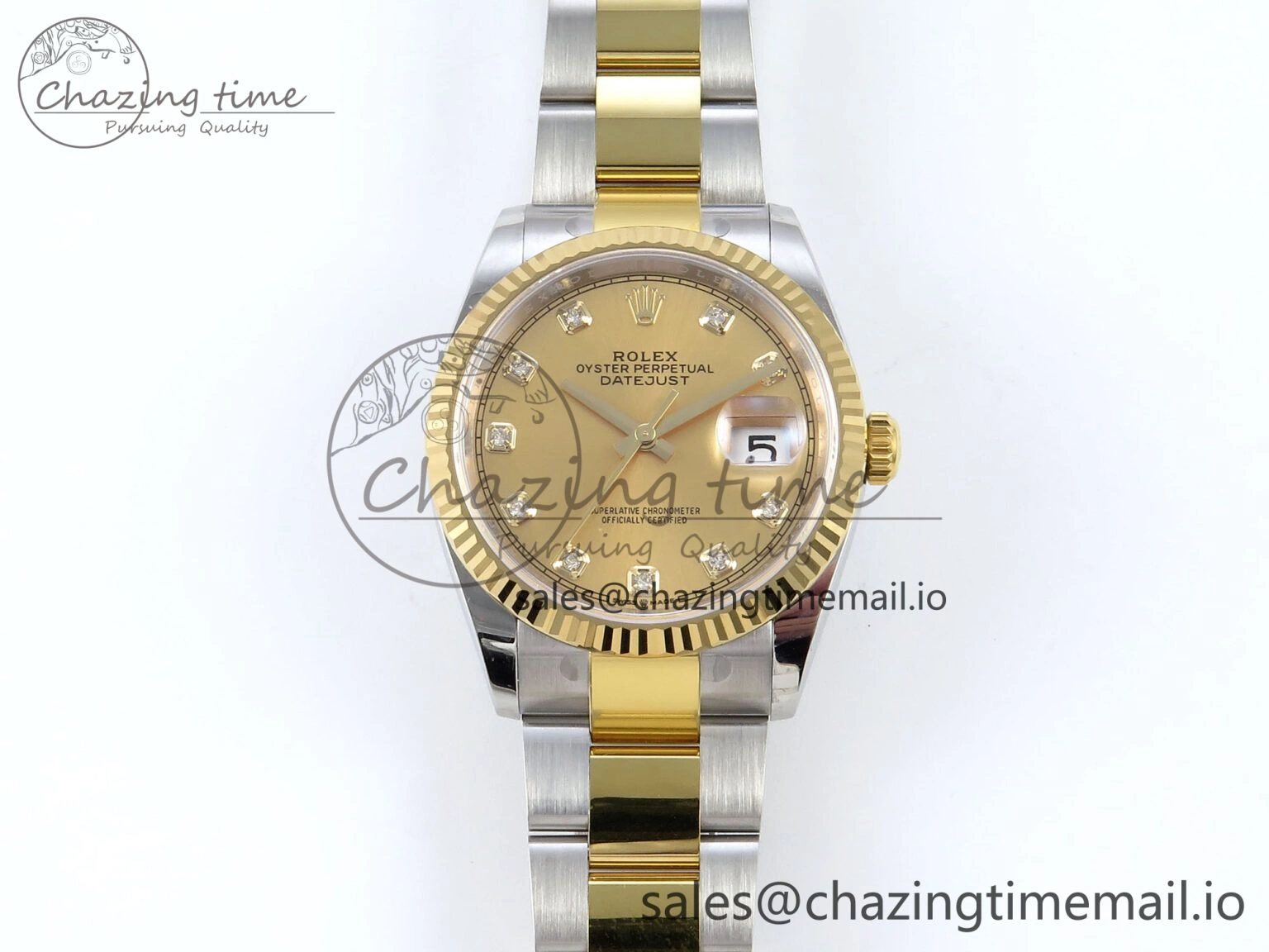 DateJust 36 126233 EWEF Best Edition YG Diamonds Dial on SS YG Oyster Bracelet A3235