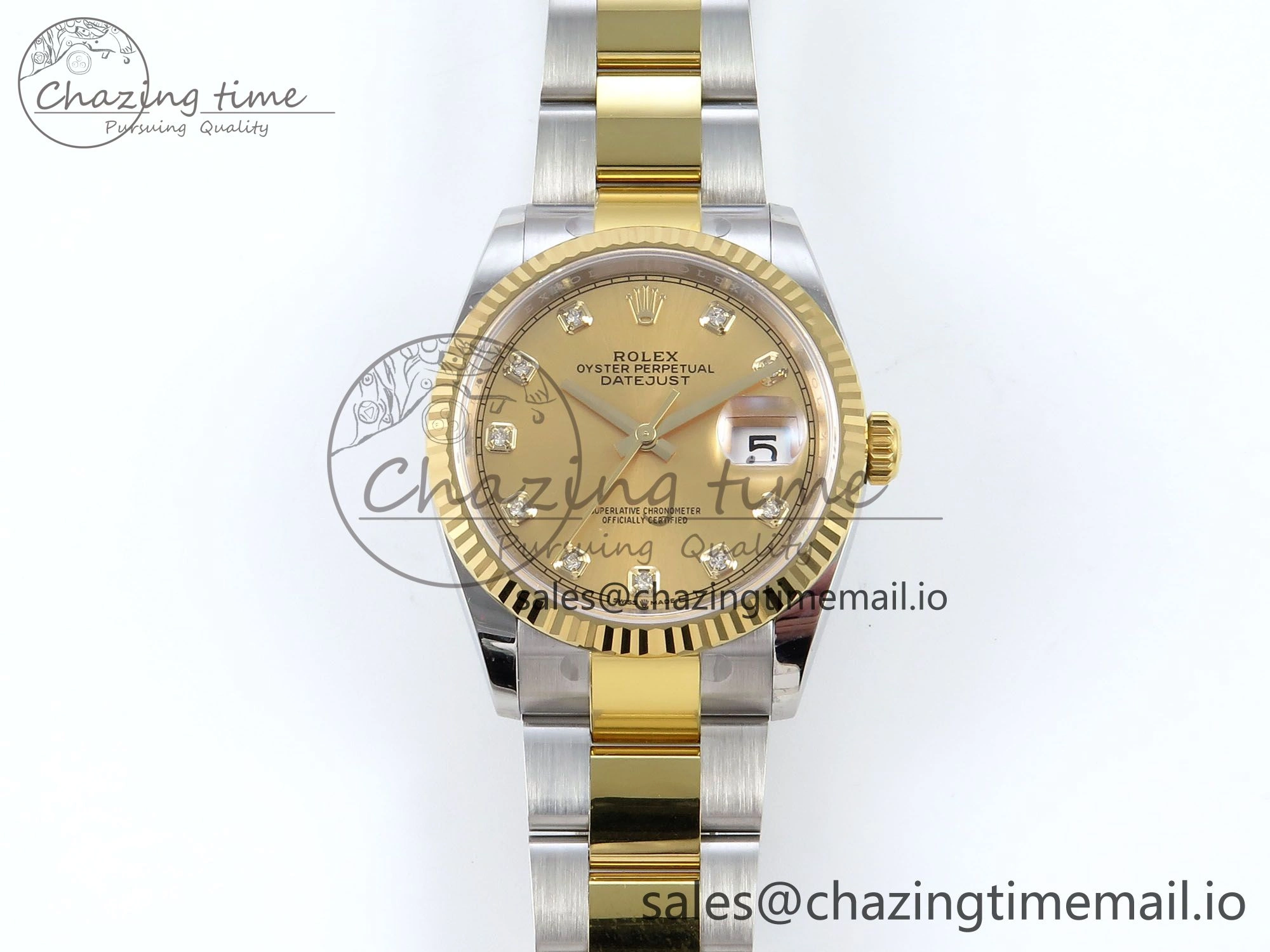 DateJust 36 126233 EWEF Best Edition YG Diamonds Dial on SS YG Oyster Bracelet A3235