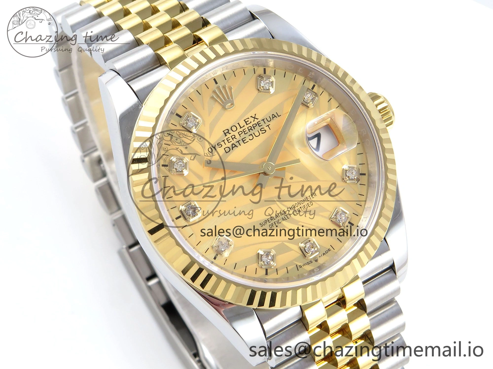 DateJust 36 126233 EWEF Best Edition YG Leaf Dial on SS YG Jubilee Bracelet A3235