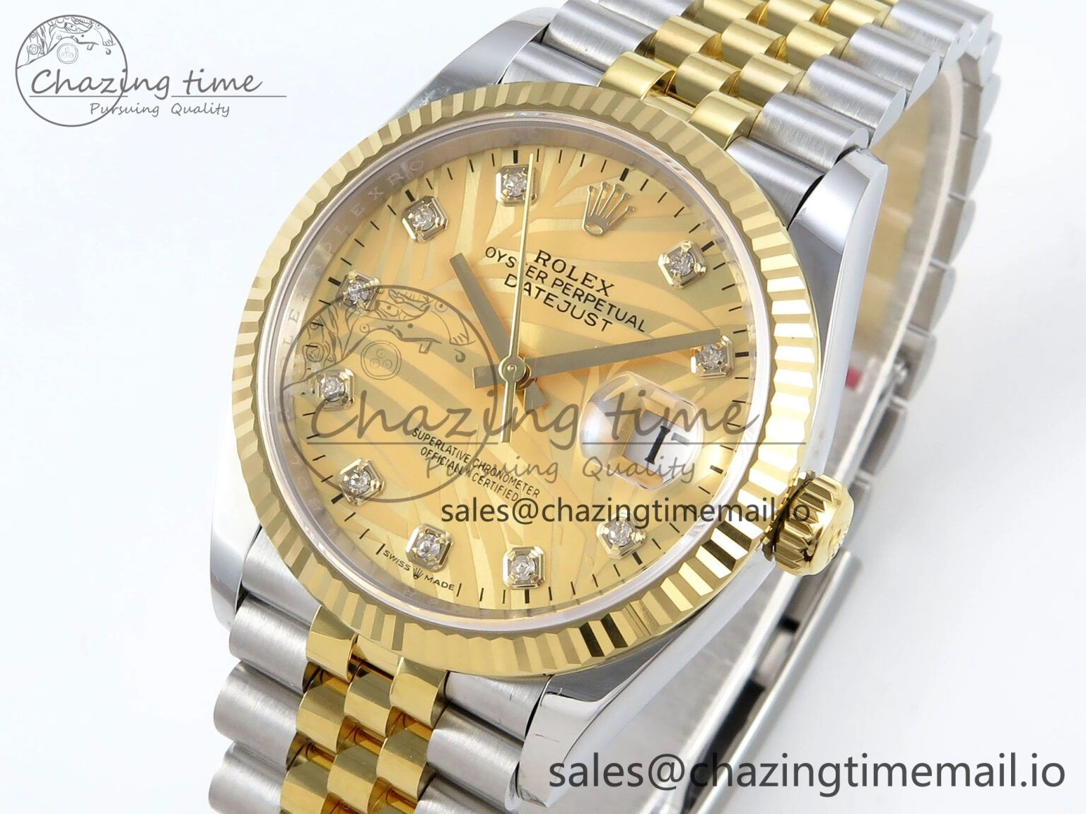 DateJust 36 126233 EWEF Best Edition YG Leaf Dial on SS YG Jubilee Bracelet A3235