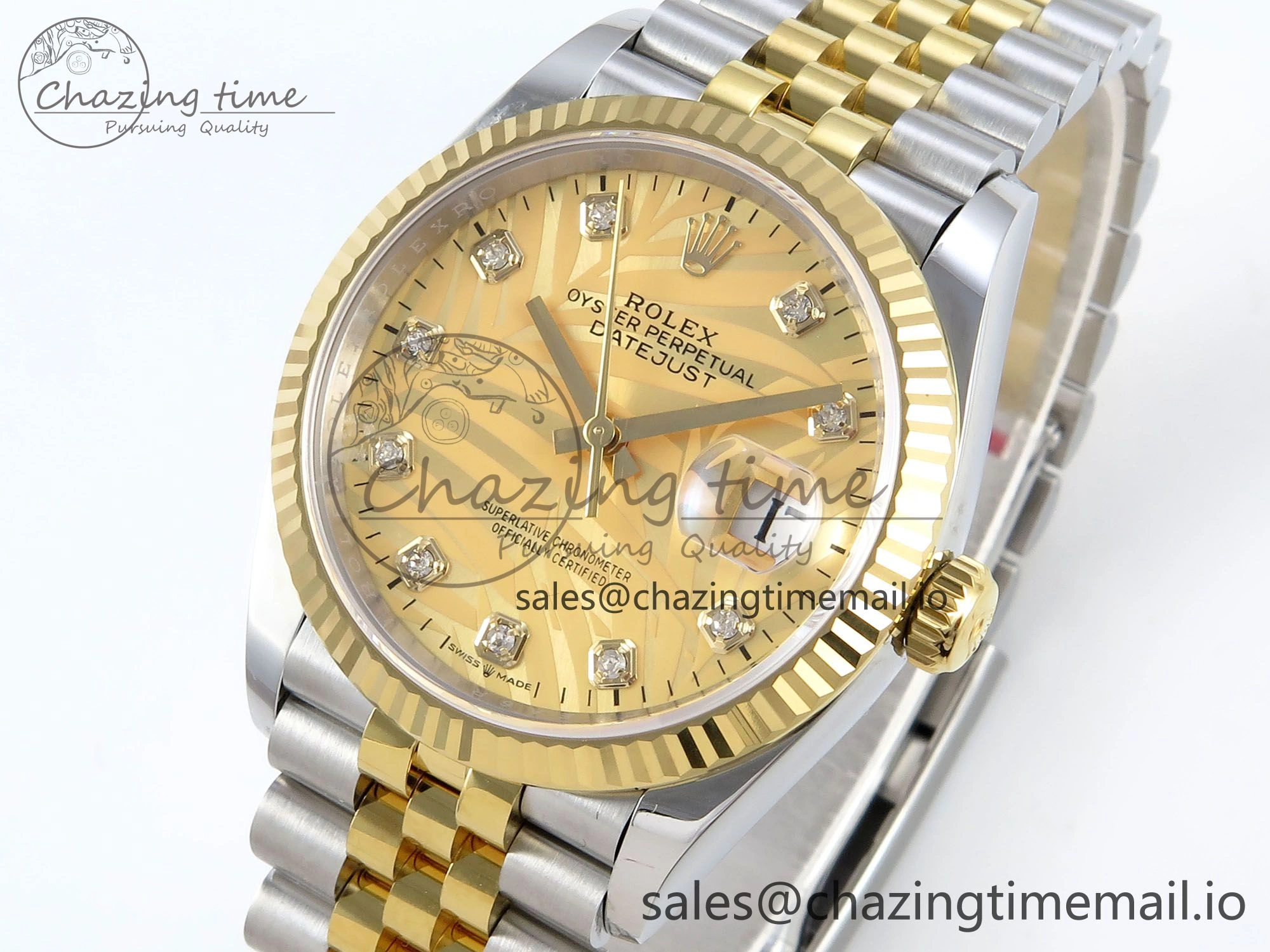 DateJust 36 126233 EWEF Best Edition YG Leaf Dial on SS YG Jubilee Bracelet A3235