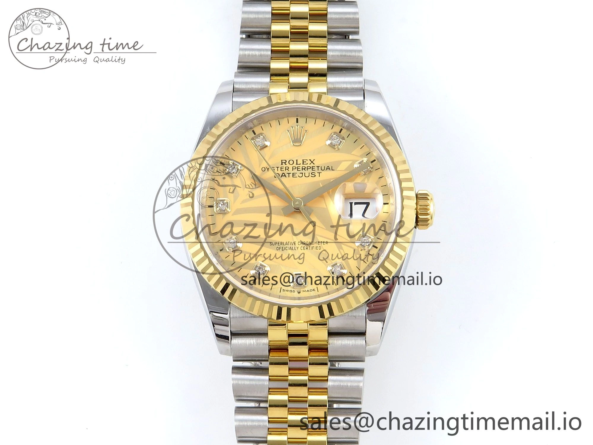 DateJust 36 126233 EWEF Best Edition YG Leaf Dial on SS YG Jubilee Bracelet A3235