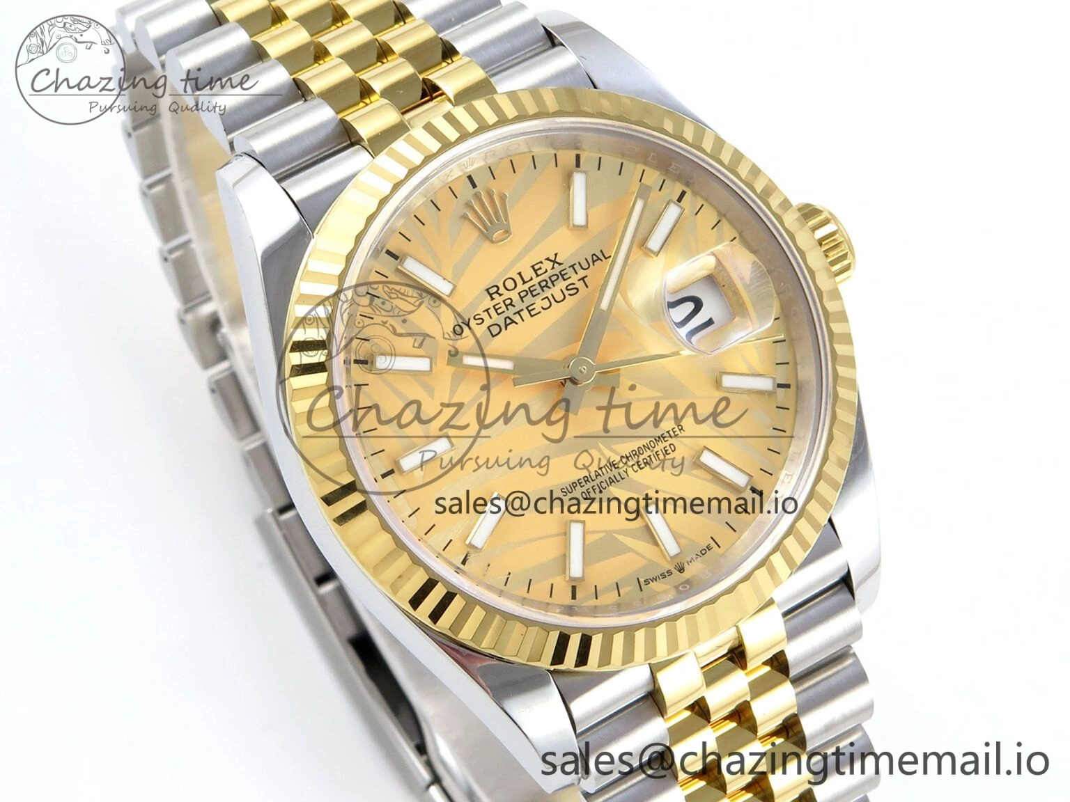DateJust 36 126233 EWEF Best Edition YG Leaf Dial on SS YG Jubilee Bracelet A3235