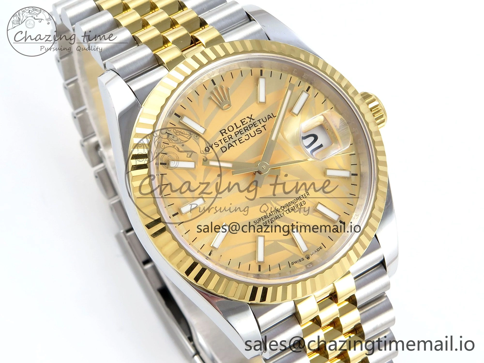 DateJust 36 126233 EWEF Best Edition YG Leaf Dial on SS YG Jubilee Bracelet A3235