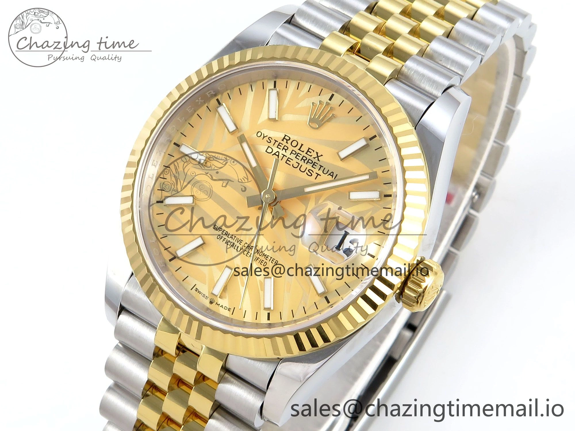 DateJust 36 126233 EWEF Best Edition YG Leaf Dial on SS YG Jubilee Bracelet A3235