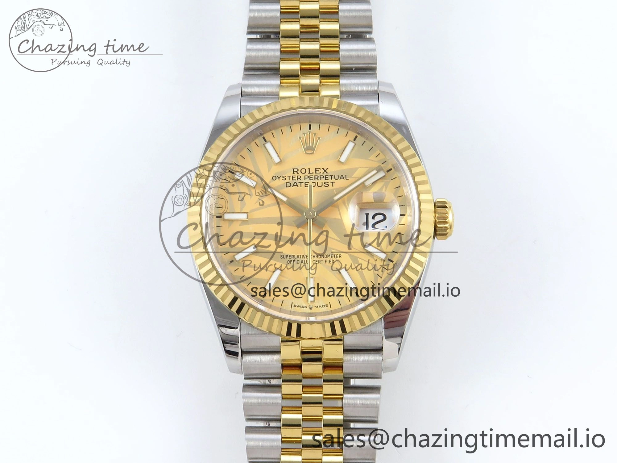 DateJust 36 126233 EWEF Best Edition YG Leaf Dial on SS YG Jubilee Bracelet A3235