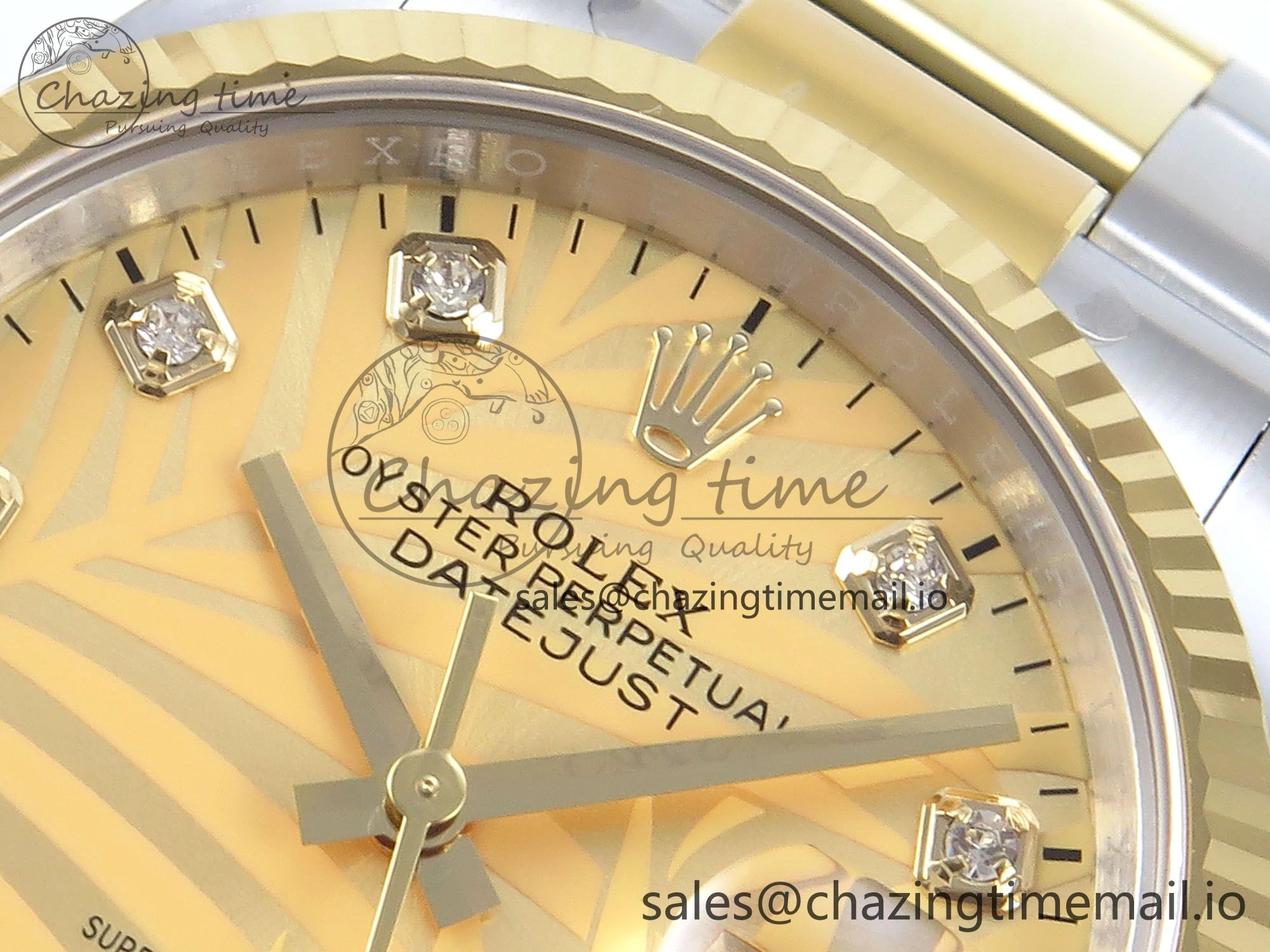 DateJust 36 126233 EWEF Best Edition YG Leaf Diamonds Dial on SS YG Oyster Bracelet A3235
