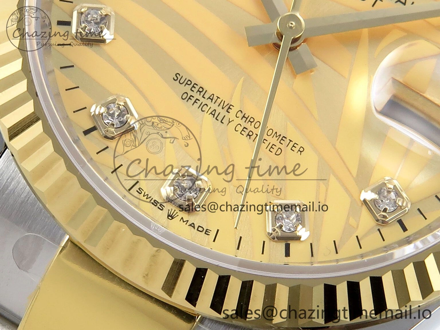 DateJust 36 126233 EWEF Best Edition YG Leaf Diamonds Dial on SS YG Oyster Bracelet A3235