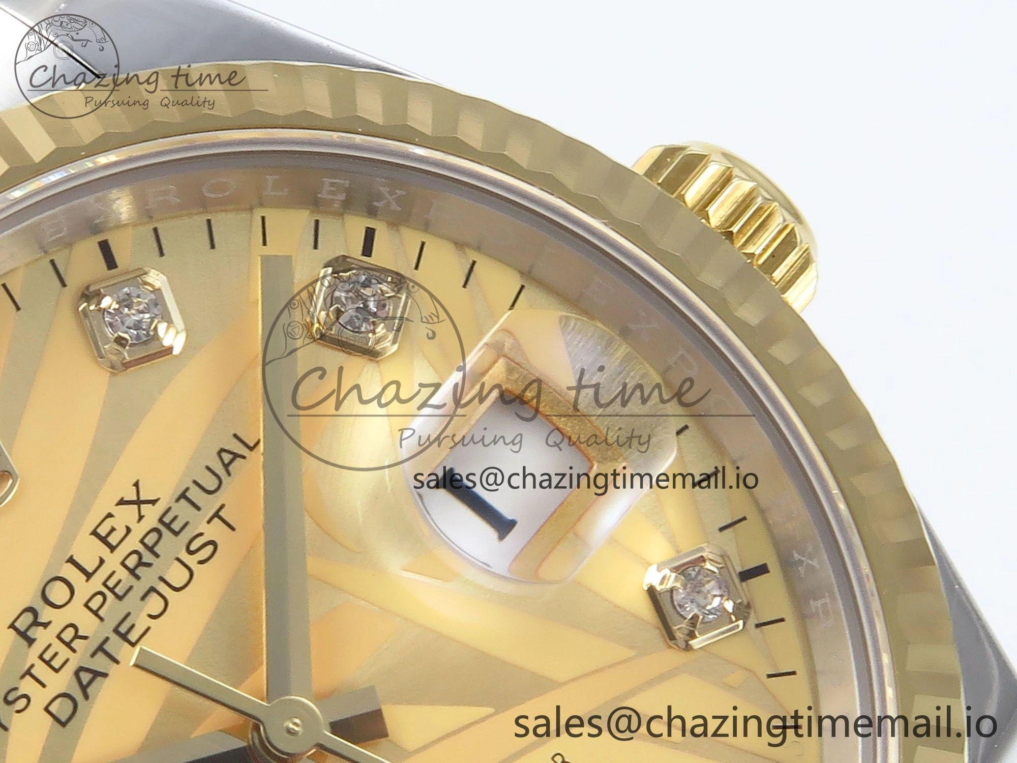 DateJust 36 126233 EWEF Best Edition YG Leaf Diamonds Dial on SS YG Oyster Bracelet A3235