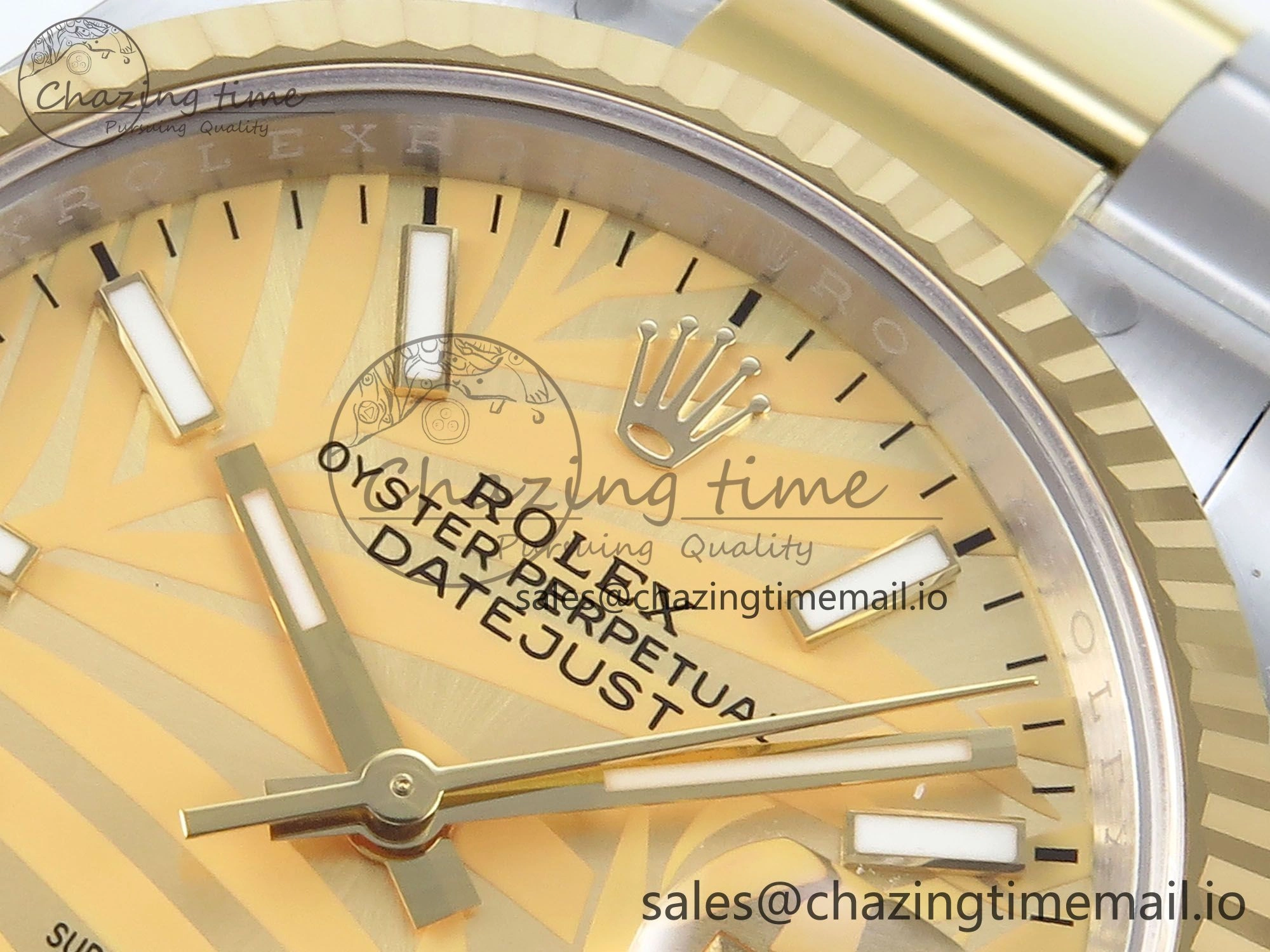 DateJust 36 126233 EWEF Best Edition YG Leaf Stick Dial on SS YG Oyster Bracelet A3235