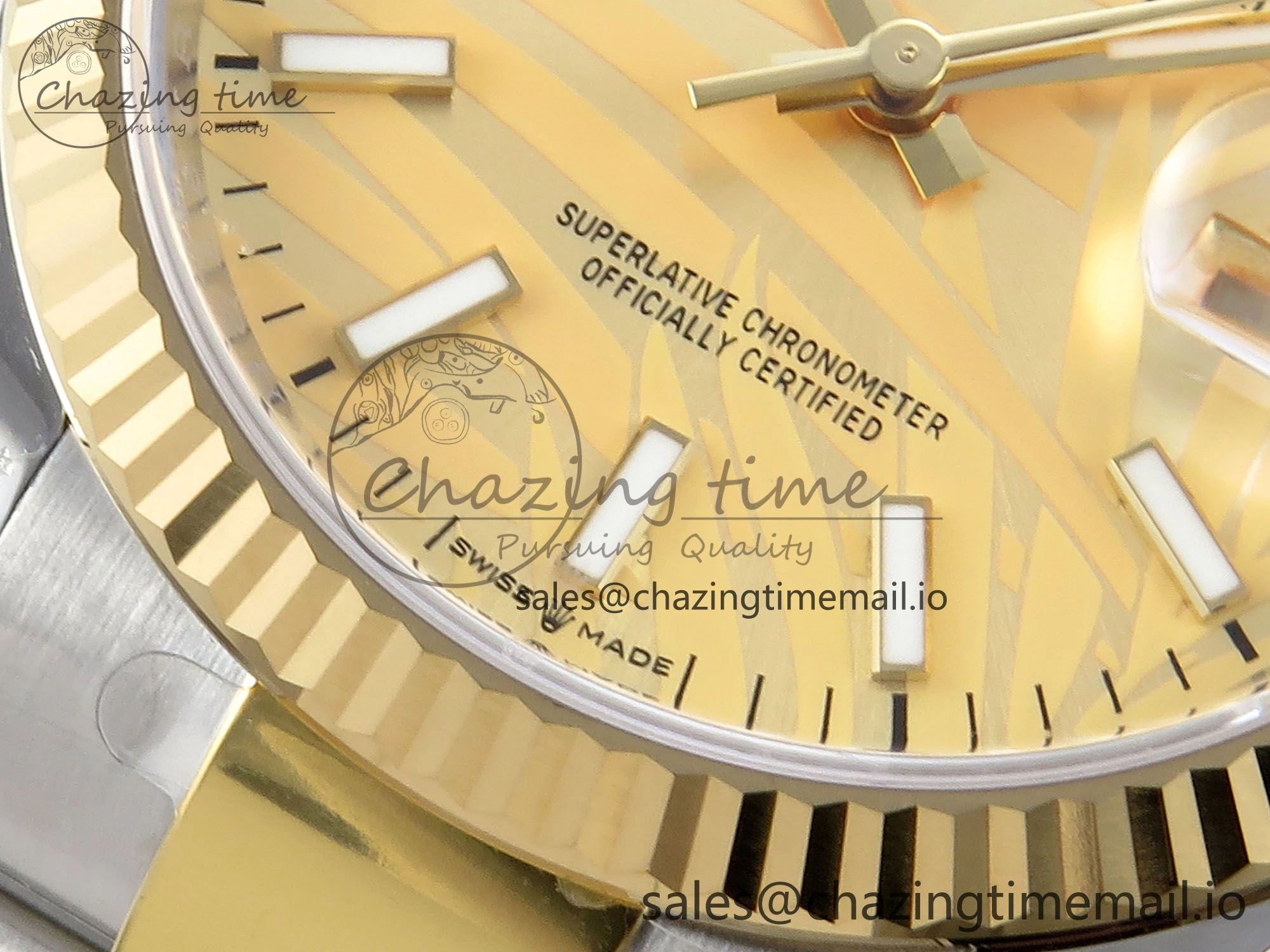 DateJust 36 126233 EWEF Best Edition YG Leaf Stick Dial on SS YG Oyster Bracelet A3235