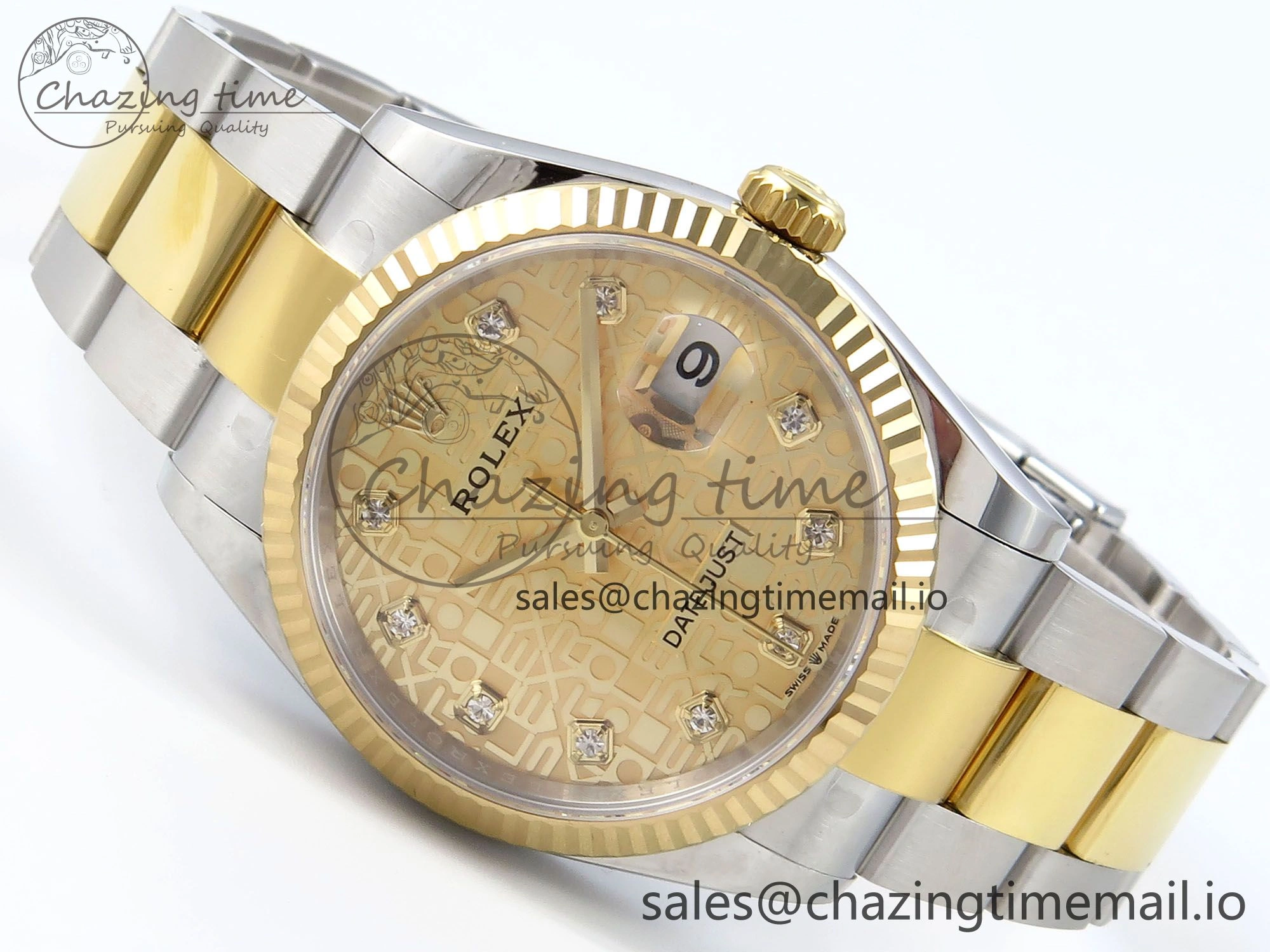 DateJust 36 126233 EWEF Best Edition YG Pattern Diamonds Dial on SS YG Oyster Bracelet A3235