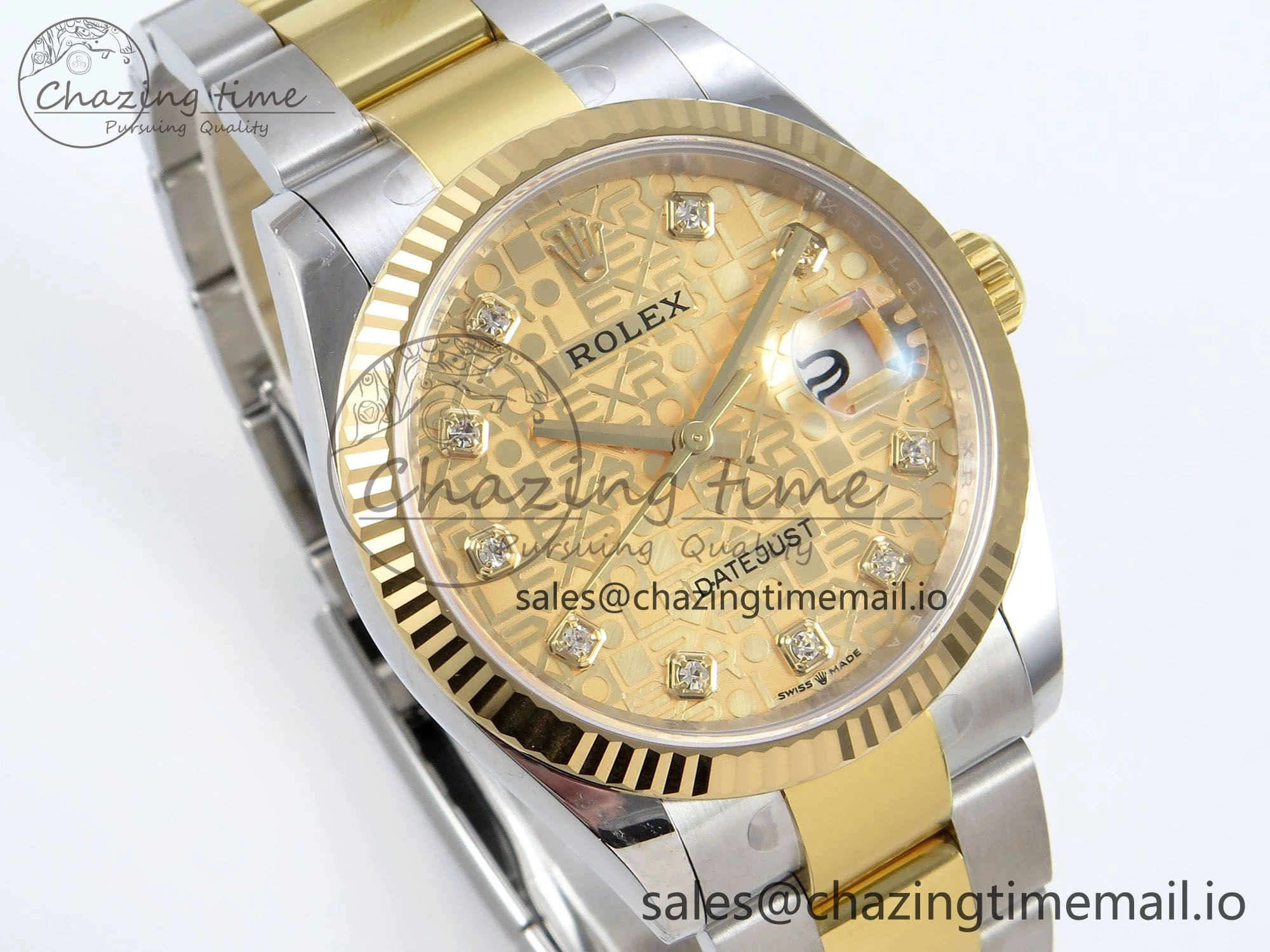 DateJust 36 126233 EWEF Best Edition YG Pattern Diamonds Dial on SS YG Oyster Bracelet A3235