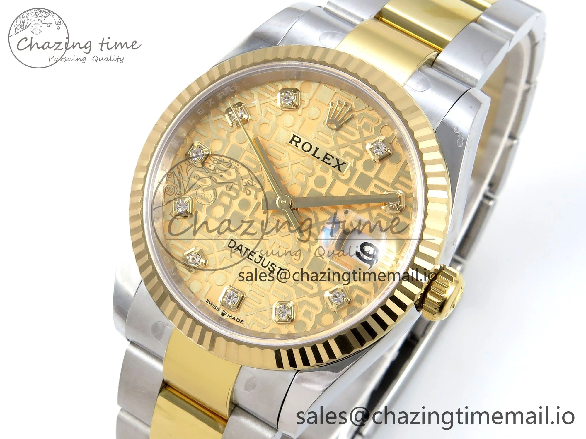 DateJust 36 126233 EWEF Best Edition YG Pattern Diamonds Dial on SS YG Oyster Bracelet A3235