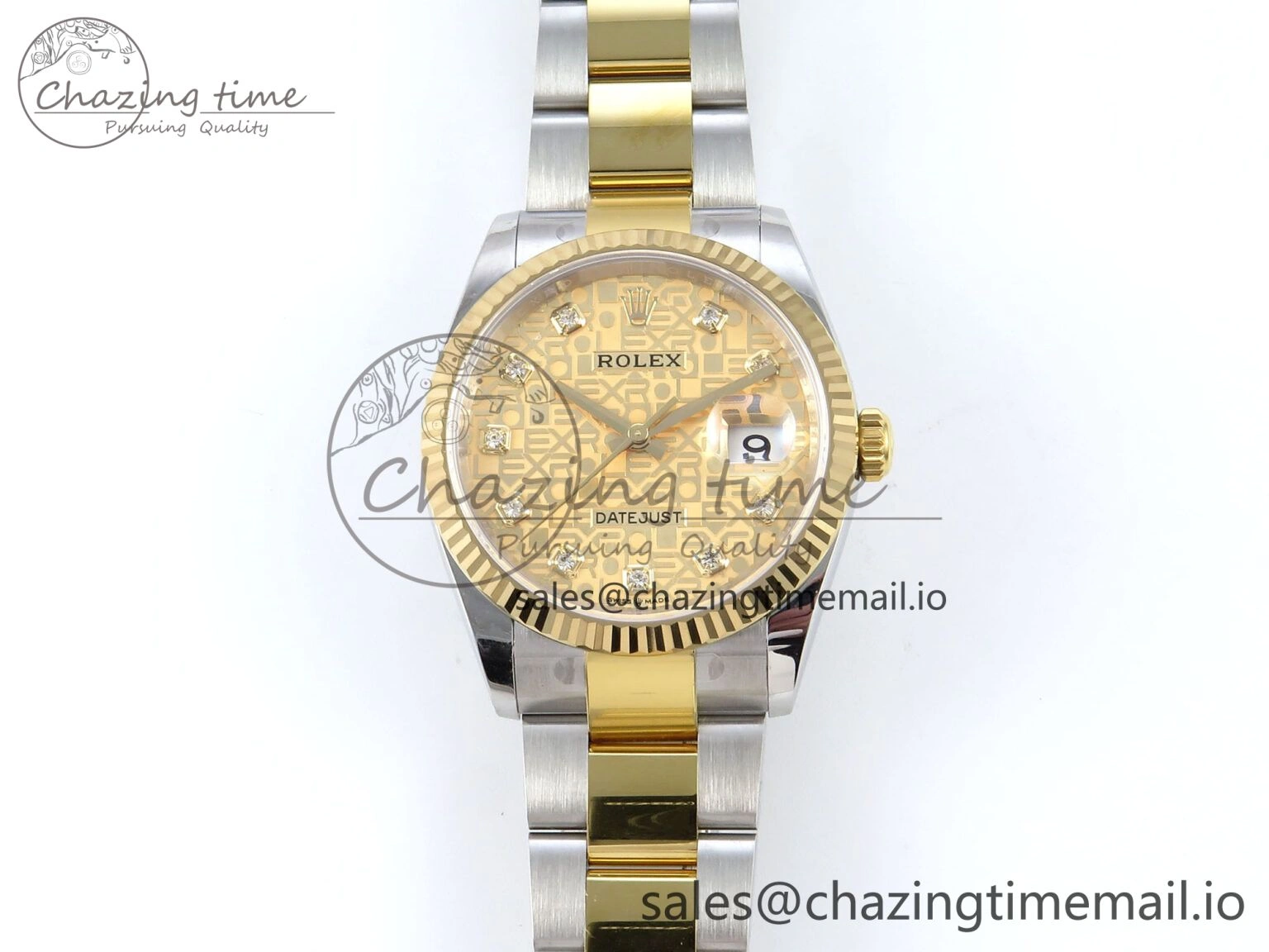 DateJust 36 126233 EWEF Best Edition YG Pattern Diamonds Dial on SS YG Oyster Bracelet A3235
