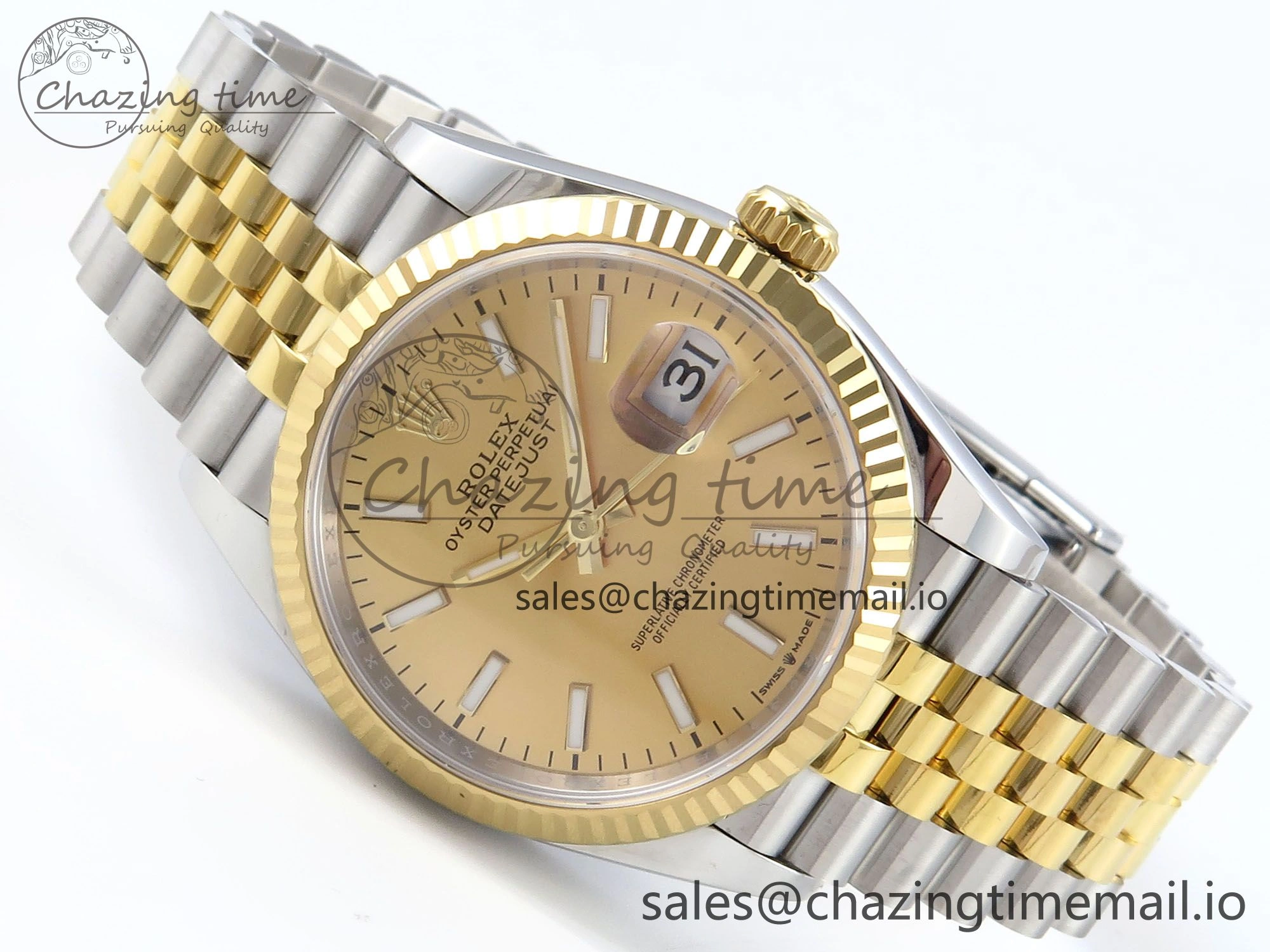 DateJust 36 126233 EWEF Best Edition YG Stick Dial on SS YG Jubilee Bracelet A3235