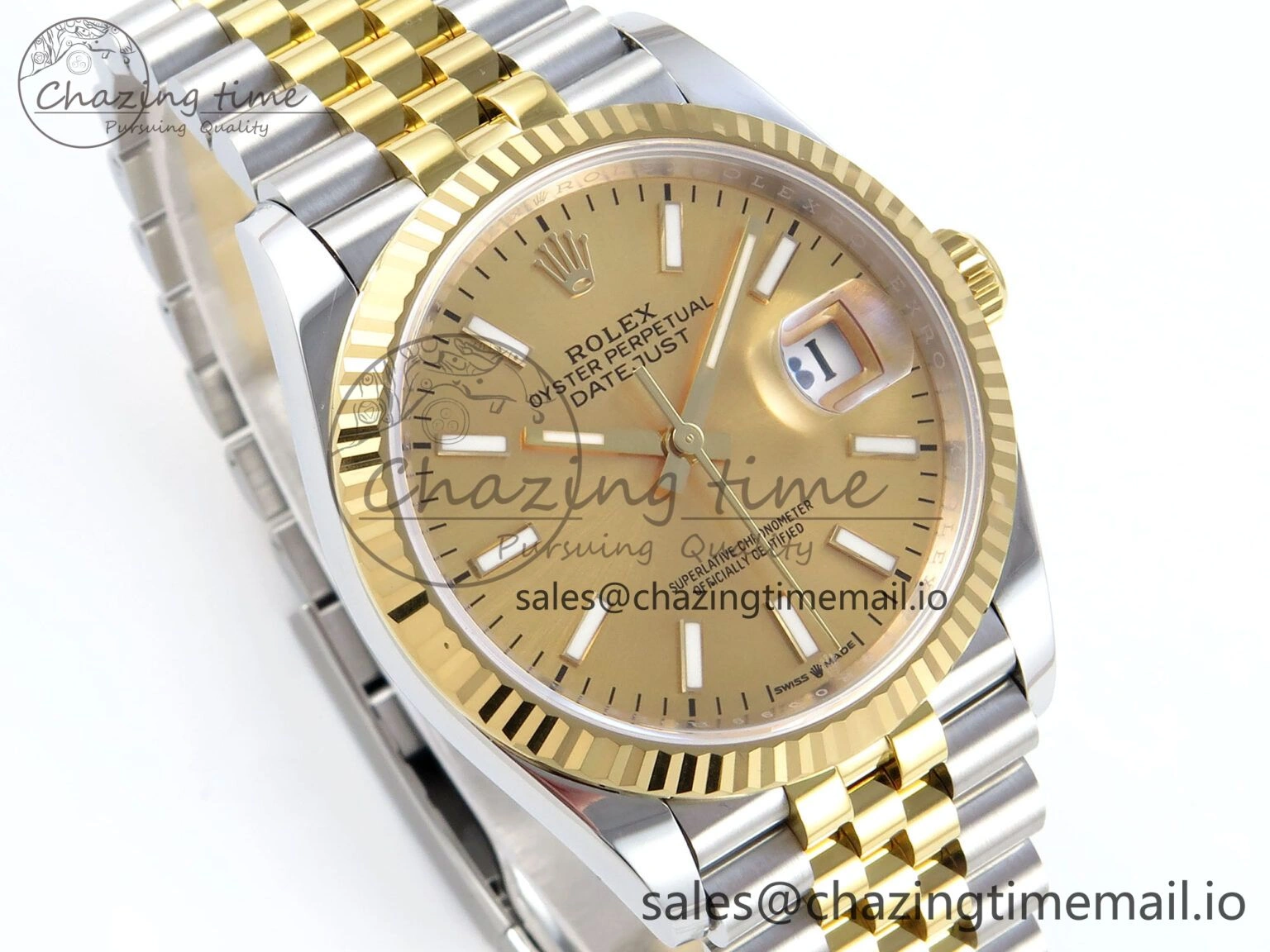 DateJust 36 126233 EWEF Best Edition YG Stick Dial on SS YG Jubilee Bracelet A3235