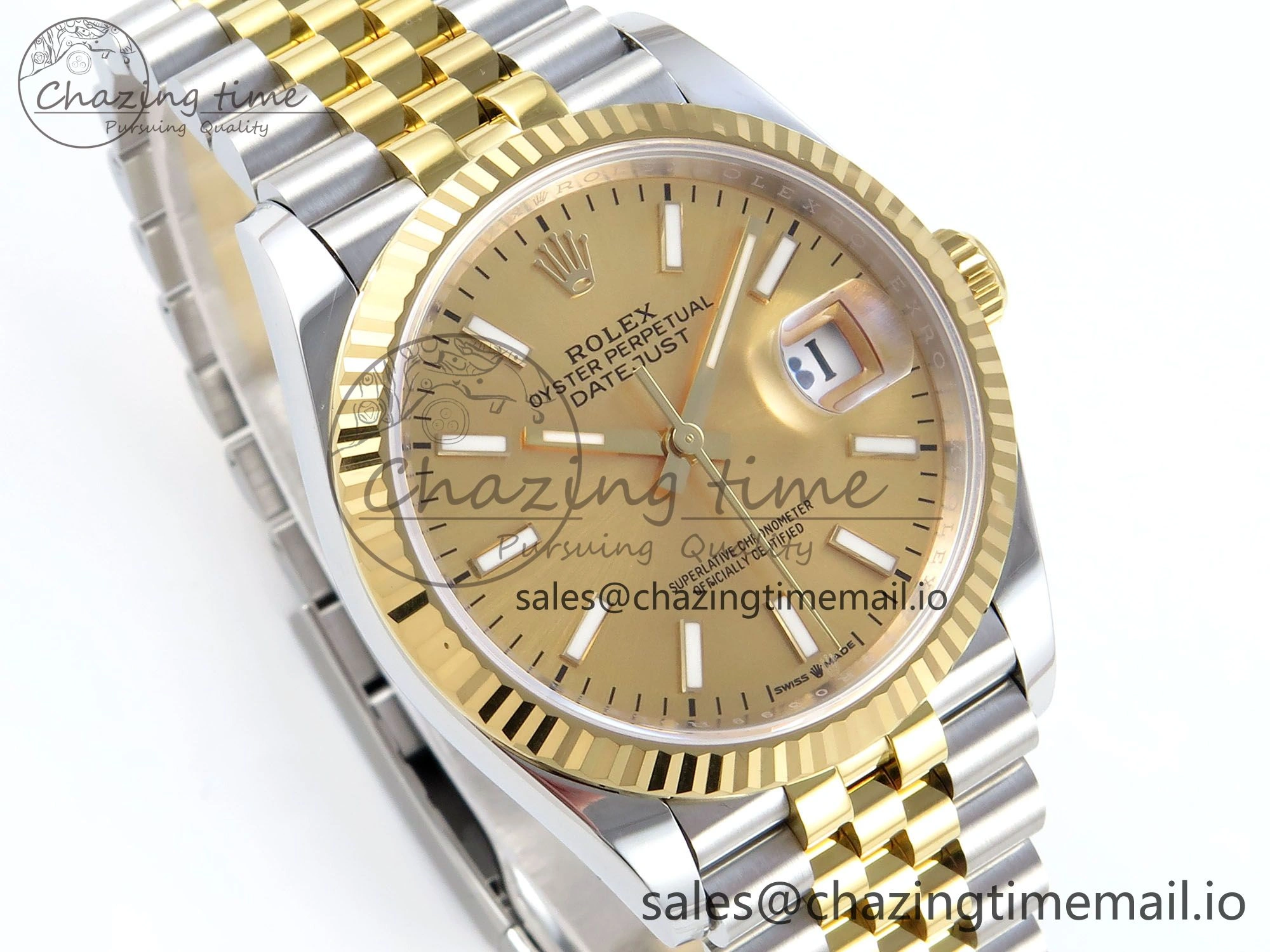 DateJust 36 126233 EWEF Best Edition YG Stick Dial on SS YG Jubilee Bracelet A3235
