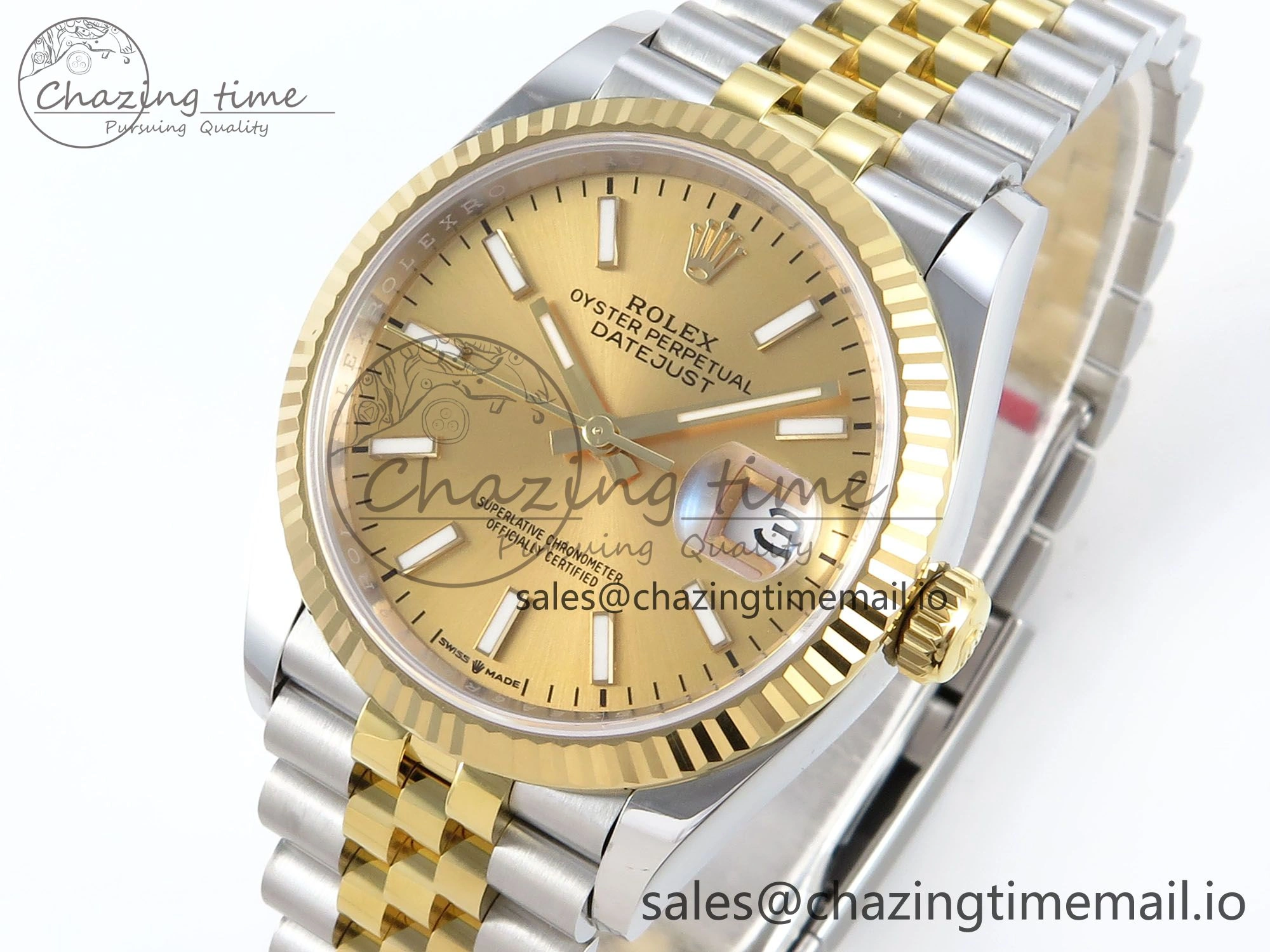 DateJust 36 126233 EWEF Best Edition YG Stick Dial on SS YG Jubilee Bracelet A3235