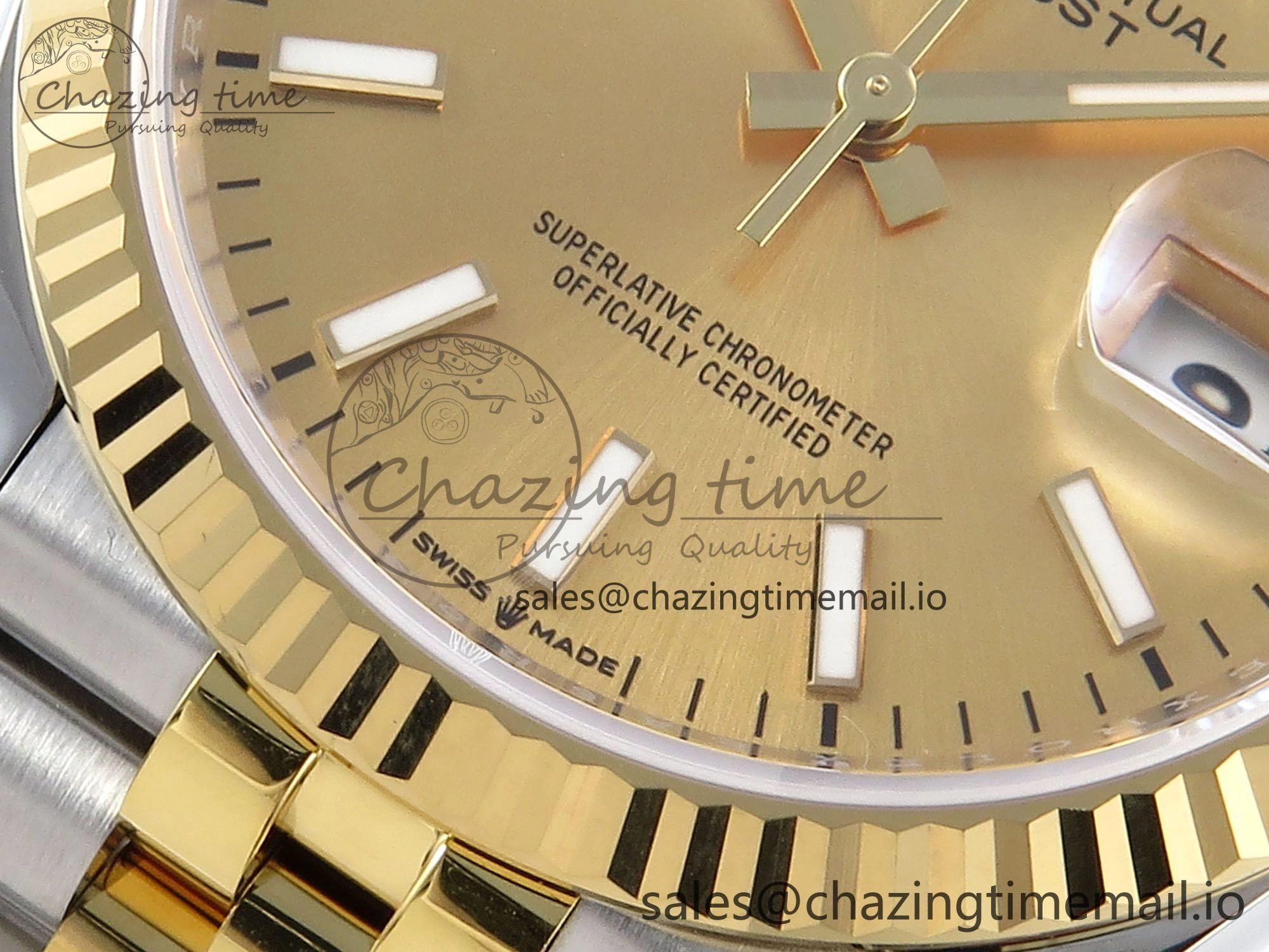 DateJust 36 126233 EWEF Best Edition YG Stick Dial on SS YG Jubilee Bracelet A3235