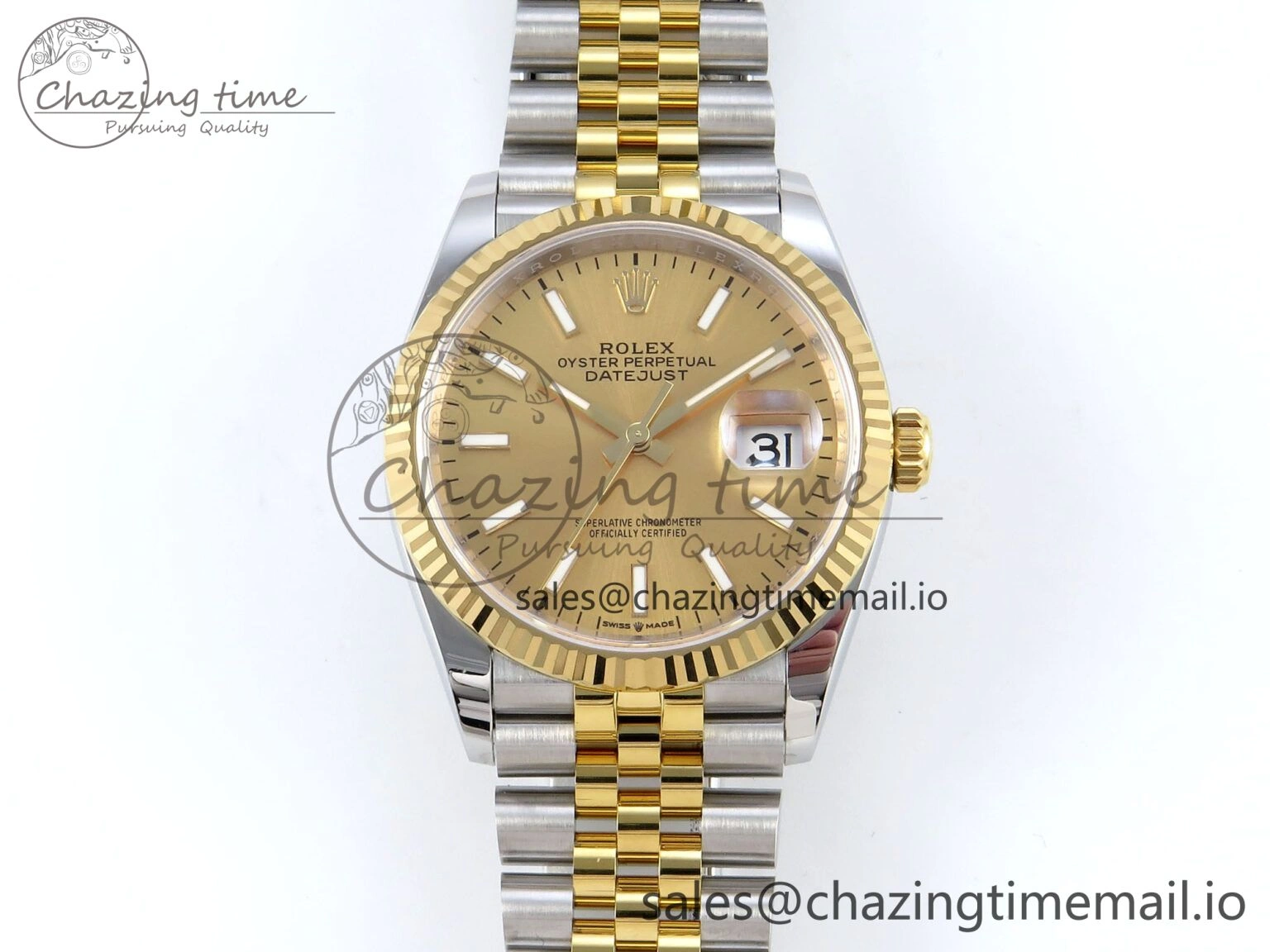 DateJust 36 126233 EWEF Best Edition YG Stick Dial on SS YG Jubilee Bracelet A3235