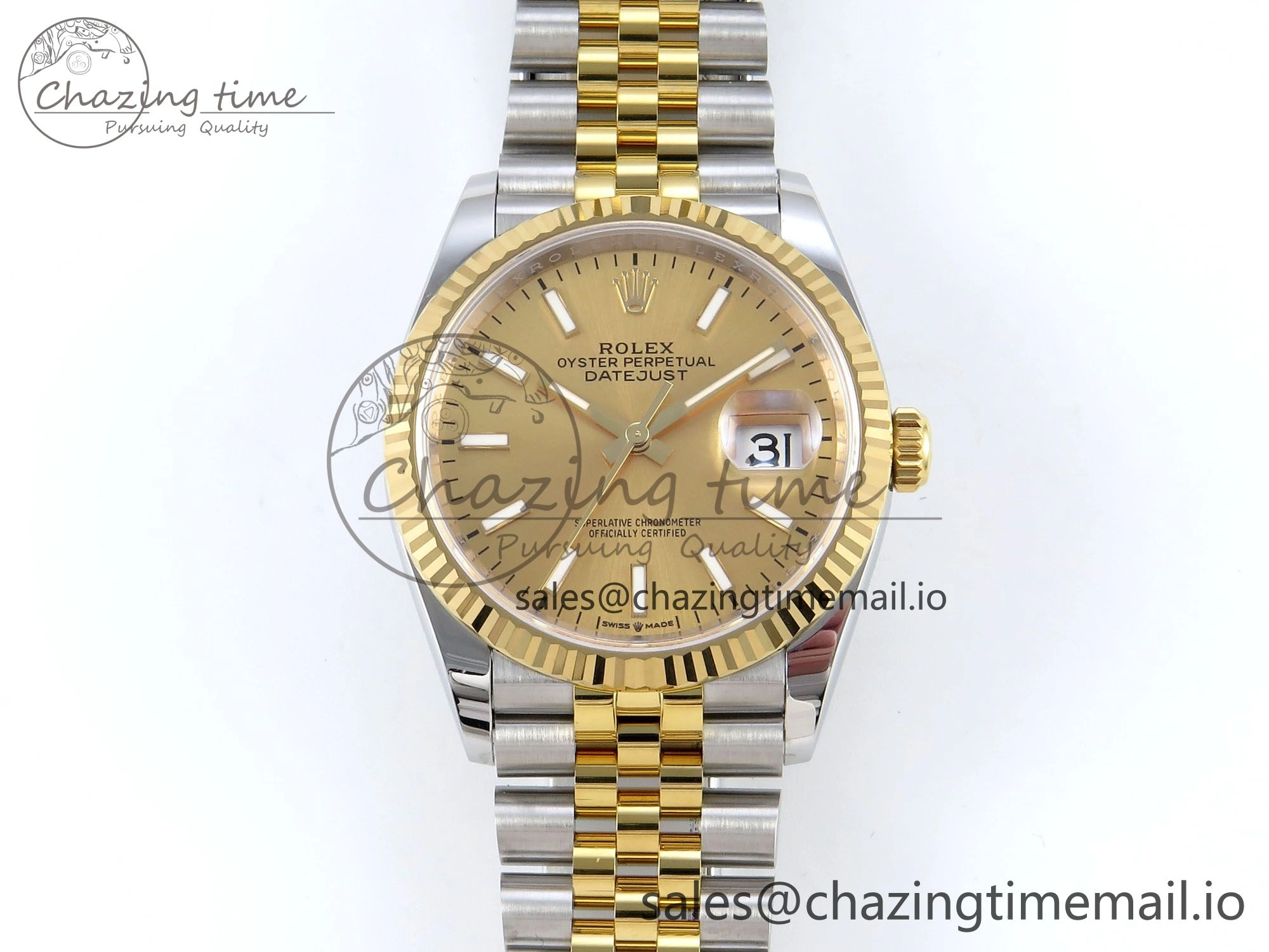 DateJust 36 126233 EWEF Best Edition YG Stick Dial on SS YG Jubilee Bracelet A3235