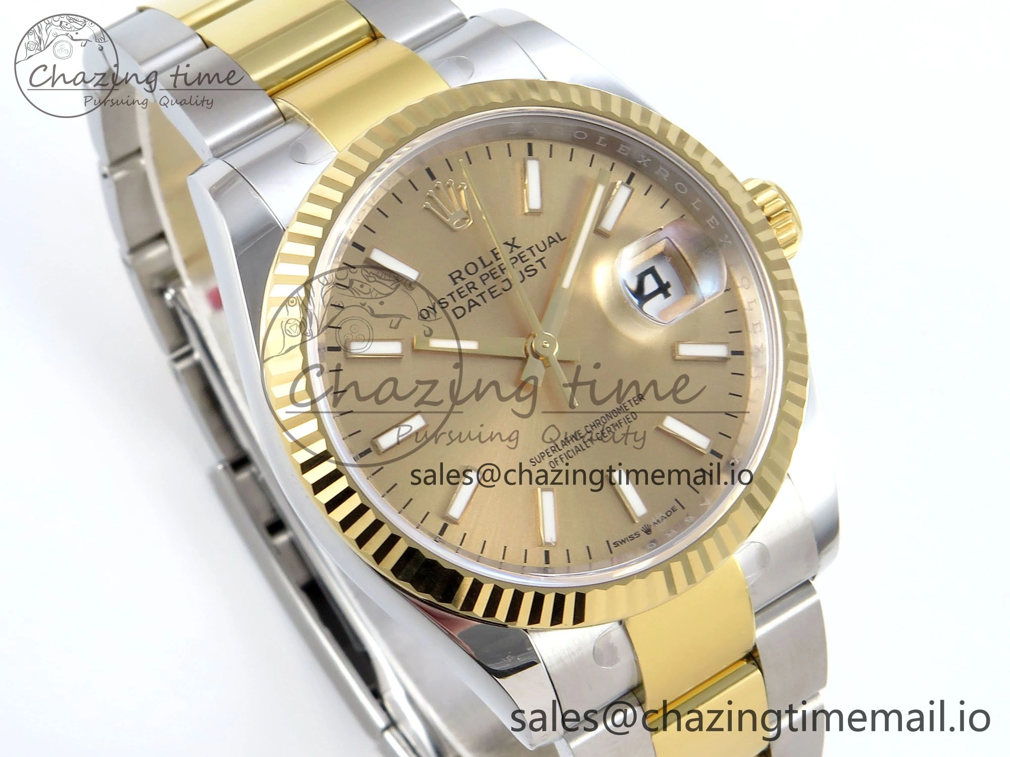 DateJust 36 126233 EWEF Best Edition YG Stick Dial on SS YG Oyster Bracelet A3235