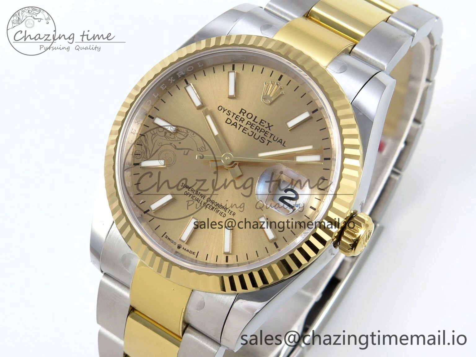 DateJust 36 126233 EWEF Best Edition YG Stick Dial on SS YG Oyster Bracelet A3235