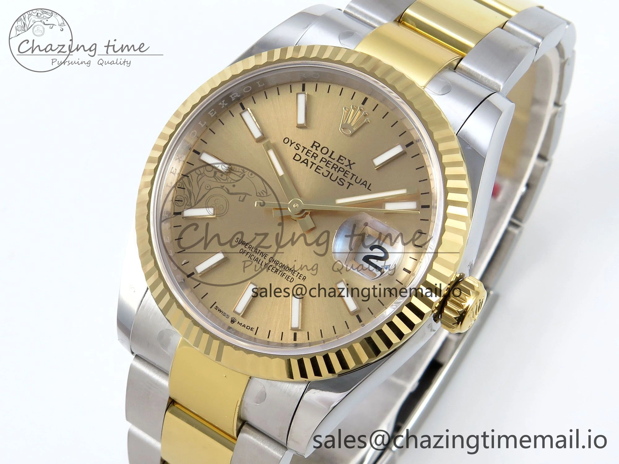 DateJust 36 126233 EWEF Best Edition YG Stick Dial on SS YG Oyster Bracelet A3235