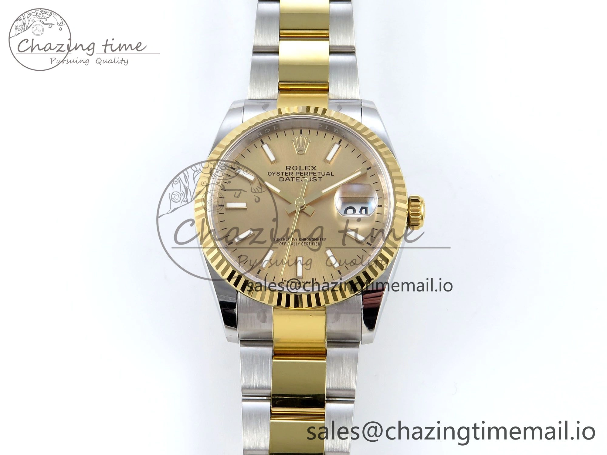 DateJust 36 126233 EWEF Best Edition YG Stick Dial on SS YG Oyster Bracelet A3235