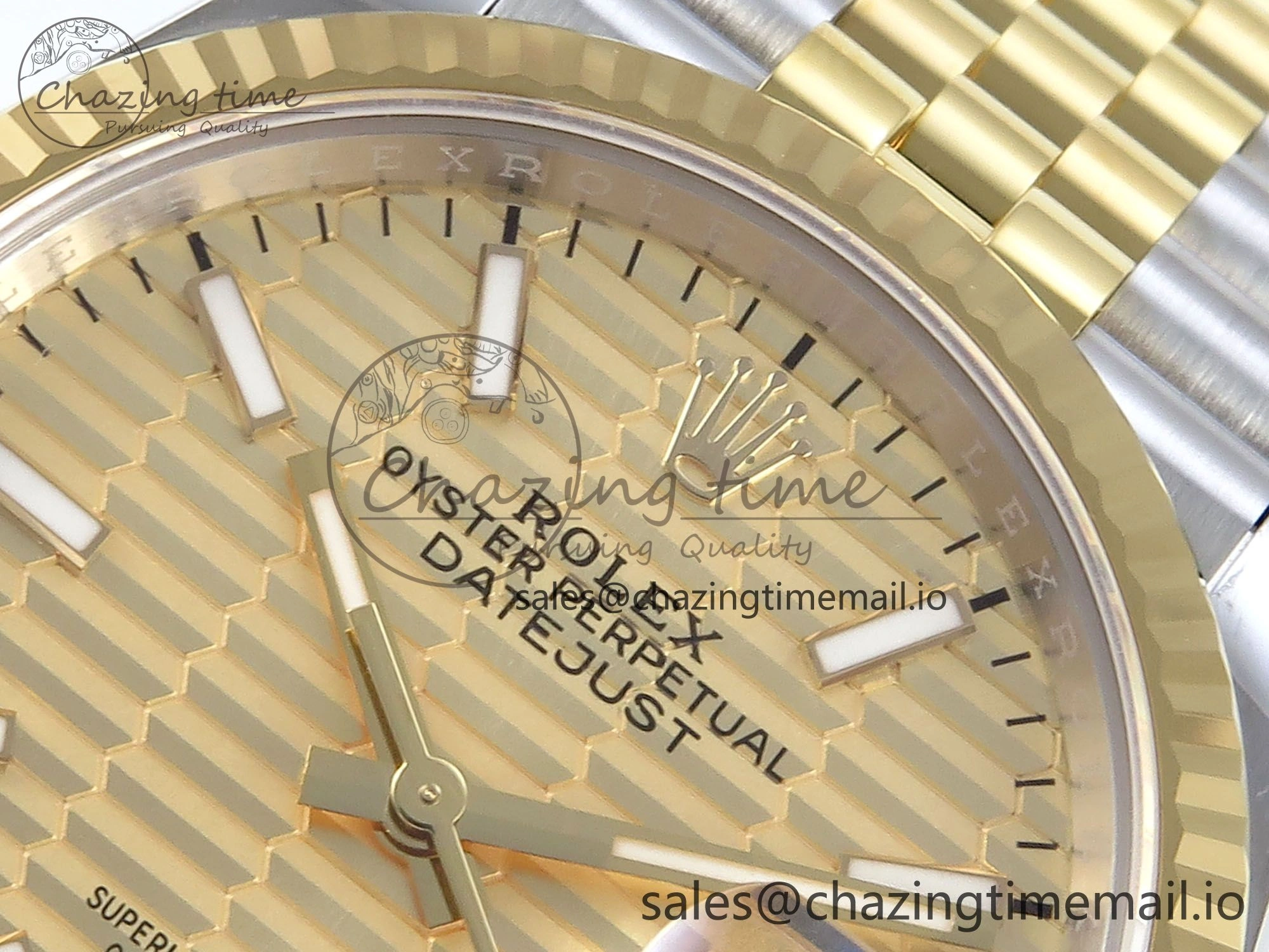 DateJust 36 126233 EWEF Best Edition YG Textured Dial Stick Marker on SS YG Jubilee Bracelet A3235