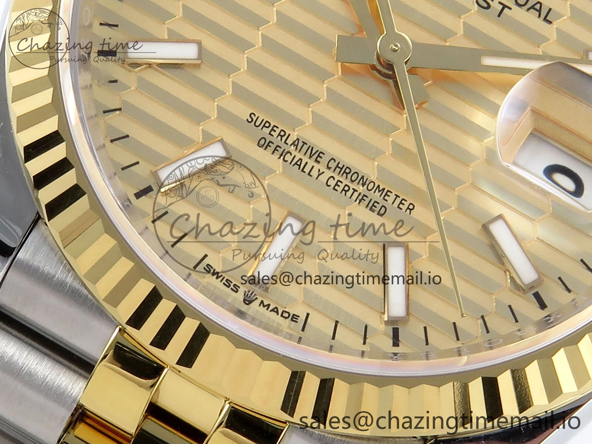 DateJust 36 126233 EWEF Best Edition YG Textured Dial Stick Marker on SS YG Jubilee Bracelet A3235