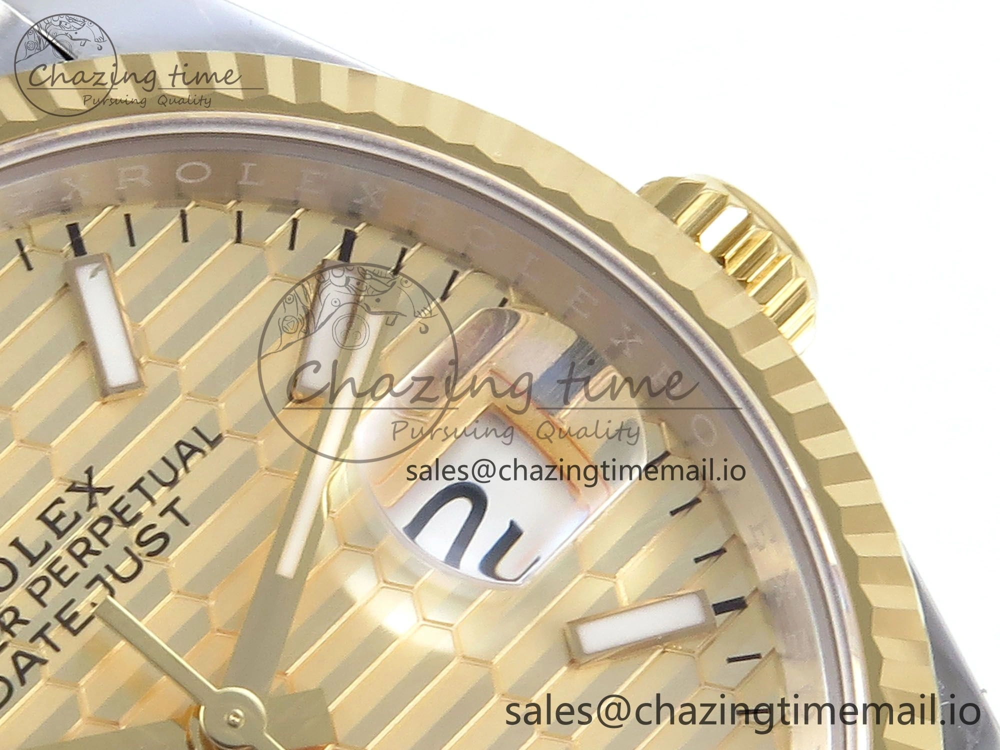 DateJust 36 126233 EWEF Best Edition YG Textured Dial Stick Marker on SS YG Jubilee Bracelet A3235