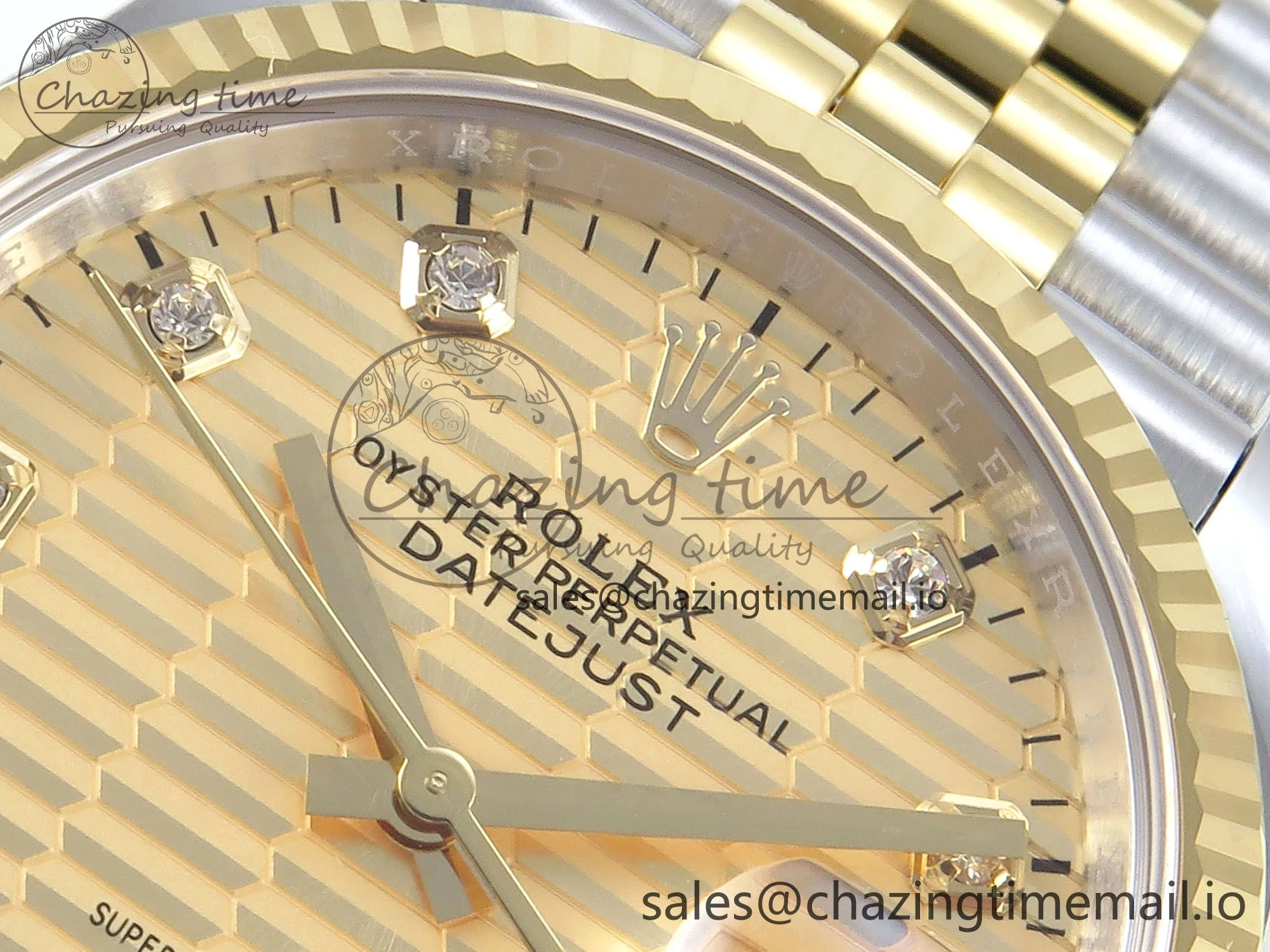 DateJust 36 126233 EWEF Best Edition YG Textured Diamonds Dial on SS YG Jubilee Bracelet A3235