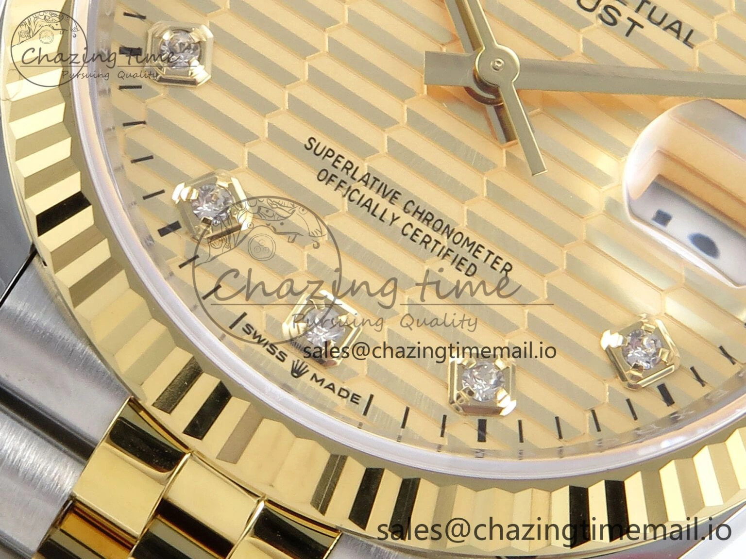 DateJust 36 126233 EWEF Best Edition YG Textured Diamonds Dial on SS YG Jubilee Bracelet A3235