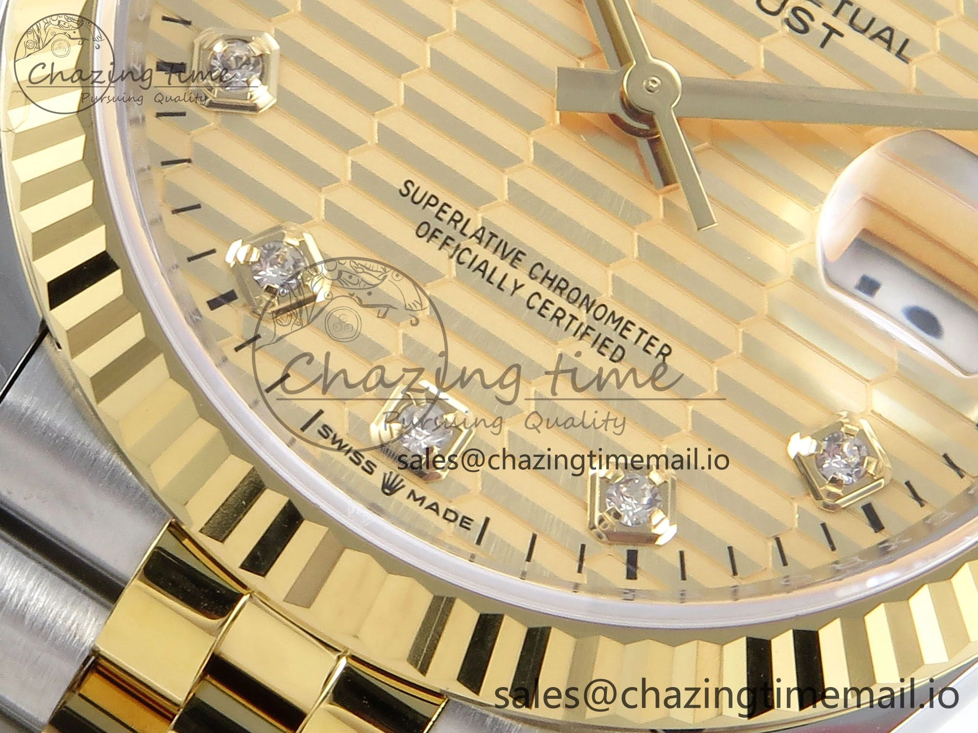 DateJust 36 126233 EWEF Best Edition YG Textured Diamonds Dial on SS YG Jubilee Bracelet A3235