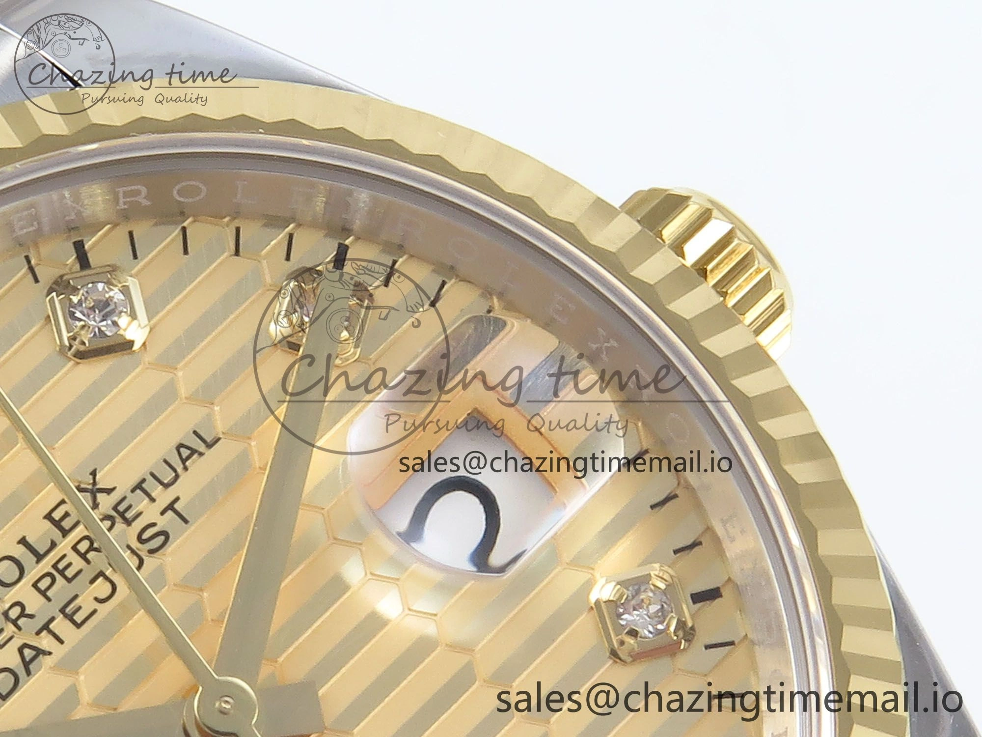 DateJust 36 126233 EWEF Best Edition YG Textured Diamonds Dial on SS YG Jubilee Bracelet A3235