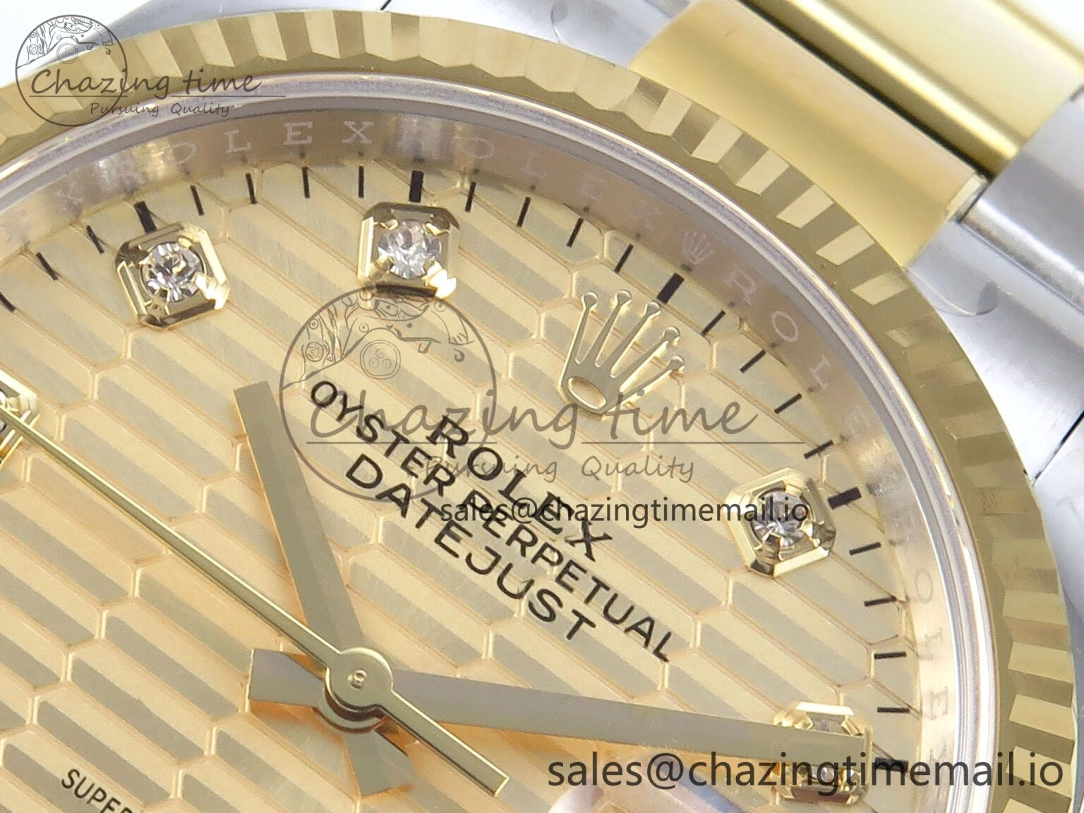 DateJust 36 126233 EWEF Best Edition YG Textured Diamonds Dial on SS YG Oyster Bracelet A3235
