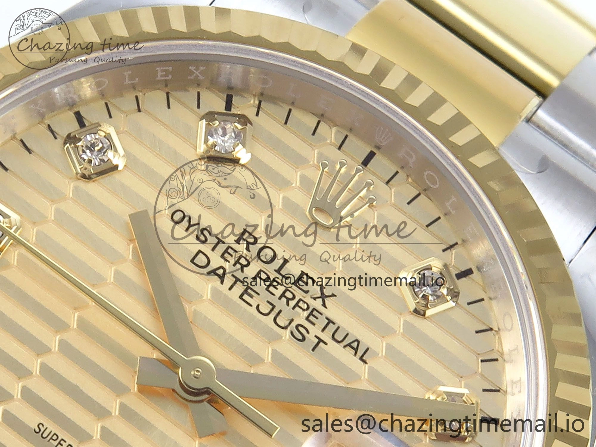 DateJust 36 126233 EWEF Best Edition YG Textured Diamonds Dial on SS YG Oyster Bracelet A3235
