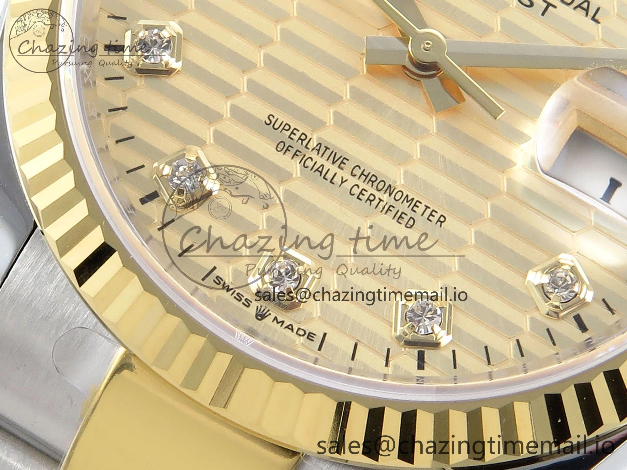 DateJust 36 126233 EWEF Best Edition YG Textured Diamonds Dial on SS YG Oyster Bracelet A3235