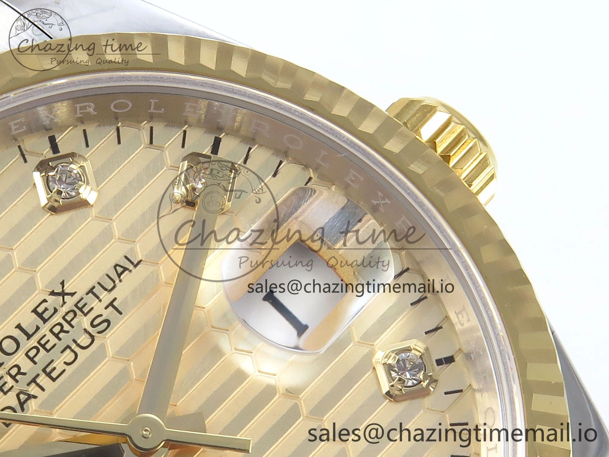 DateJust 36 126233 EWEF Best Edition YG Textured Diamonds Dial on SS YG Oyster Bracelet A3235