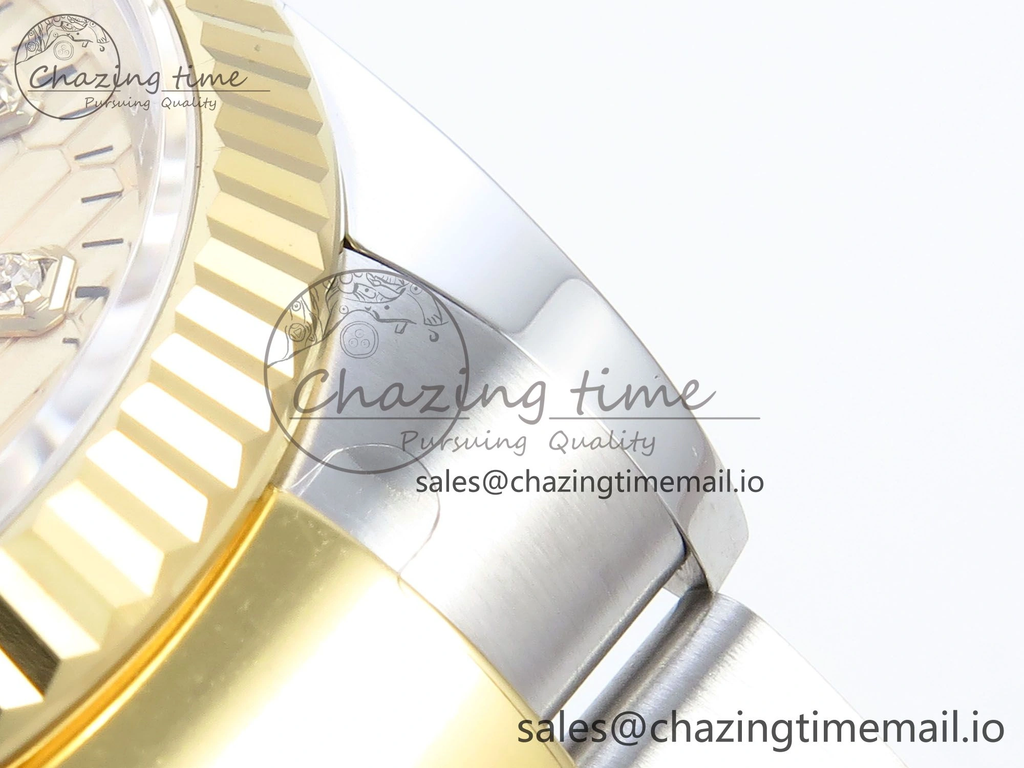 DateJust 36 126233 EWEF Best Edition YG Textured Diamonds Dial on SS YG Oyster Bracelet A3235