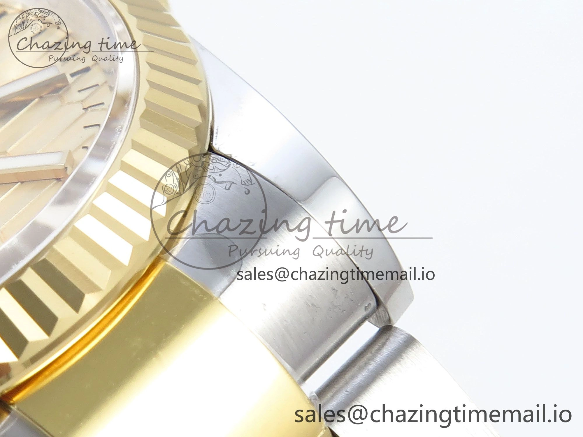 DateJust 36 126233 EWEF Best Edition YG Textured Stick Dial on SS YG Oyster Bracelet A3235